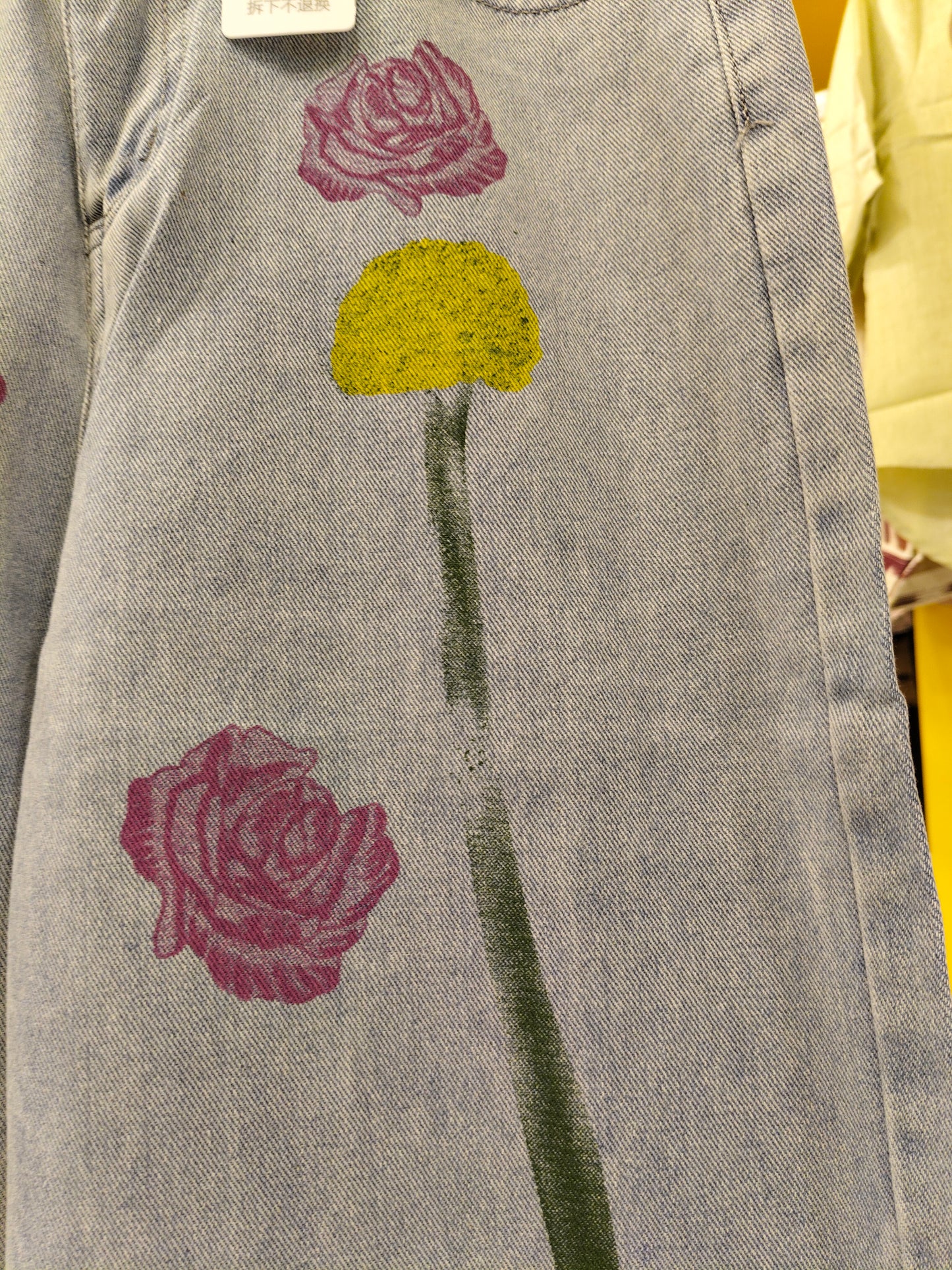 Ladies Wide Leg Denim Handpainted Jeans For Women (3XL)
