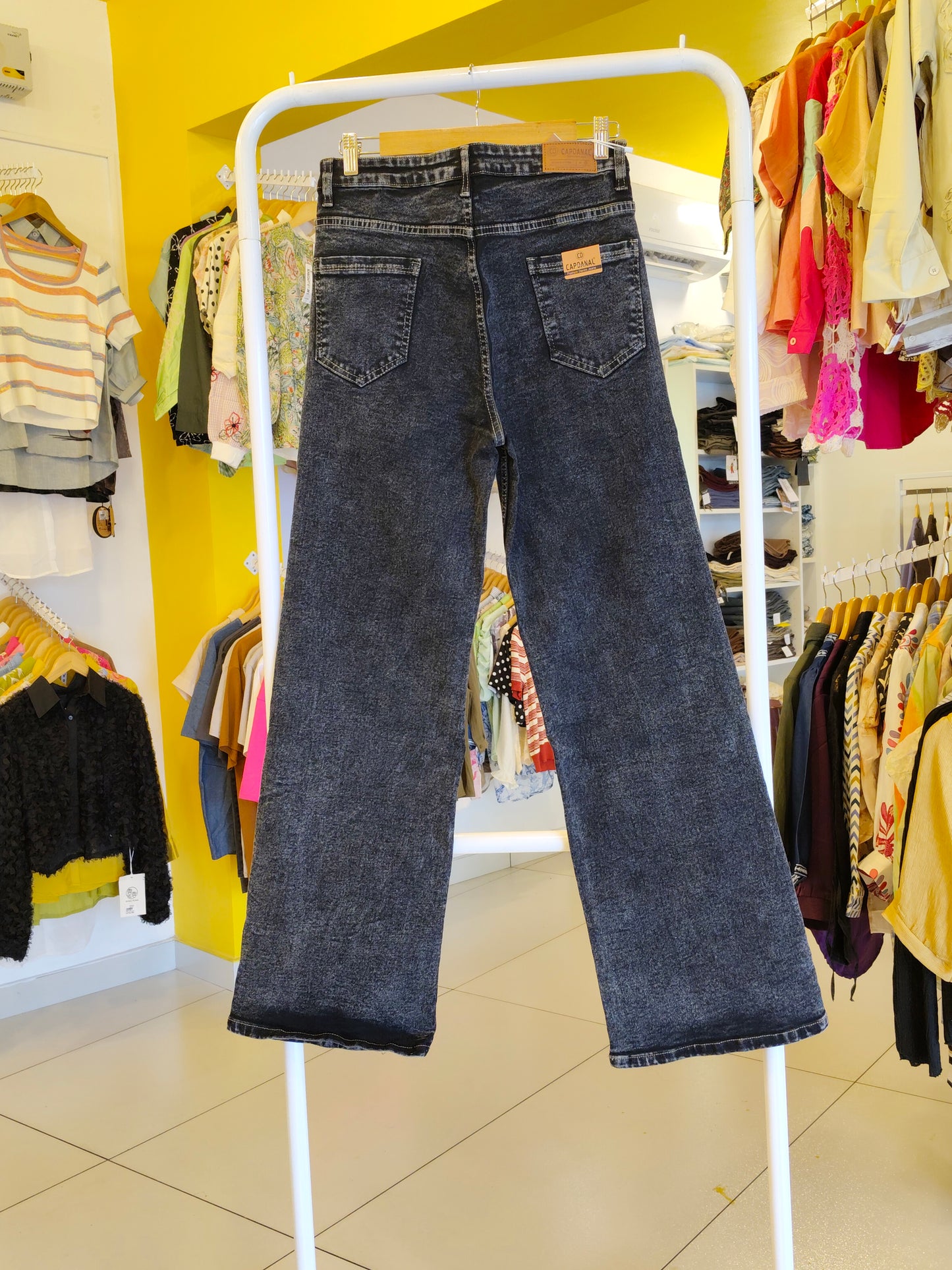 Ladies Wide Leg Denim Bottom Jeans For Women (Size 34)