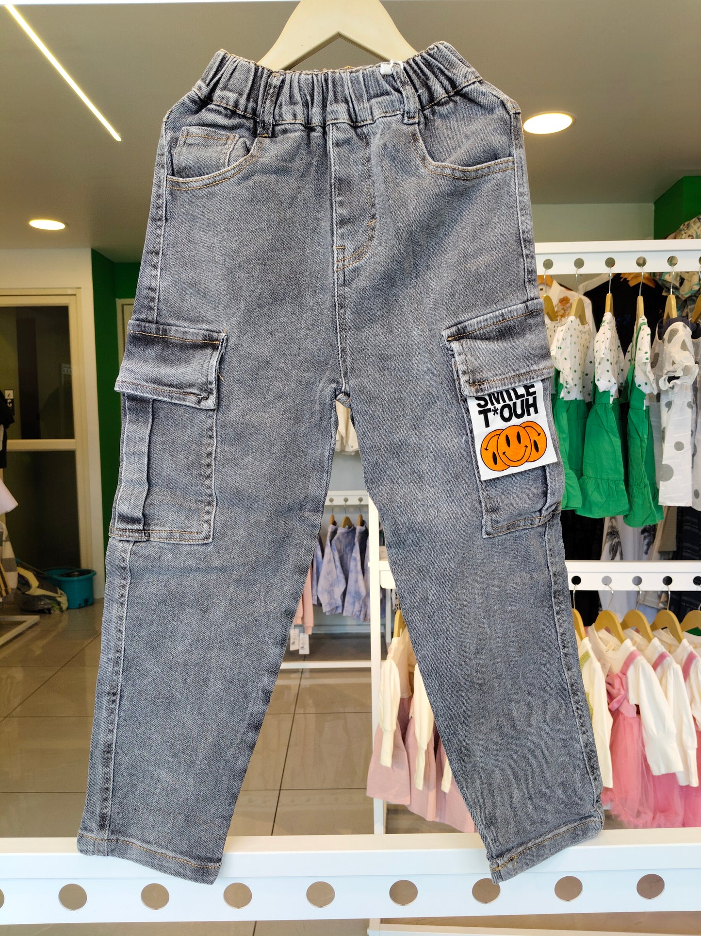 Cargo Straight Fit Denim Jeans for Kids (SIZE 5)