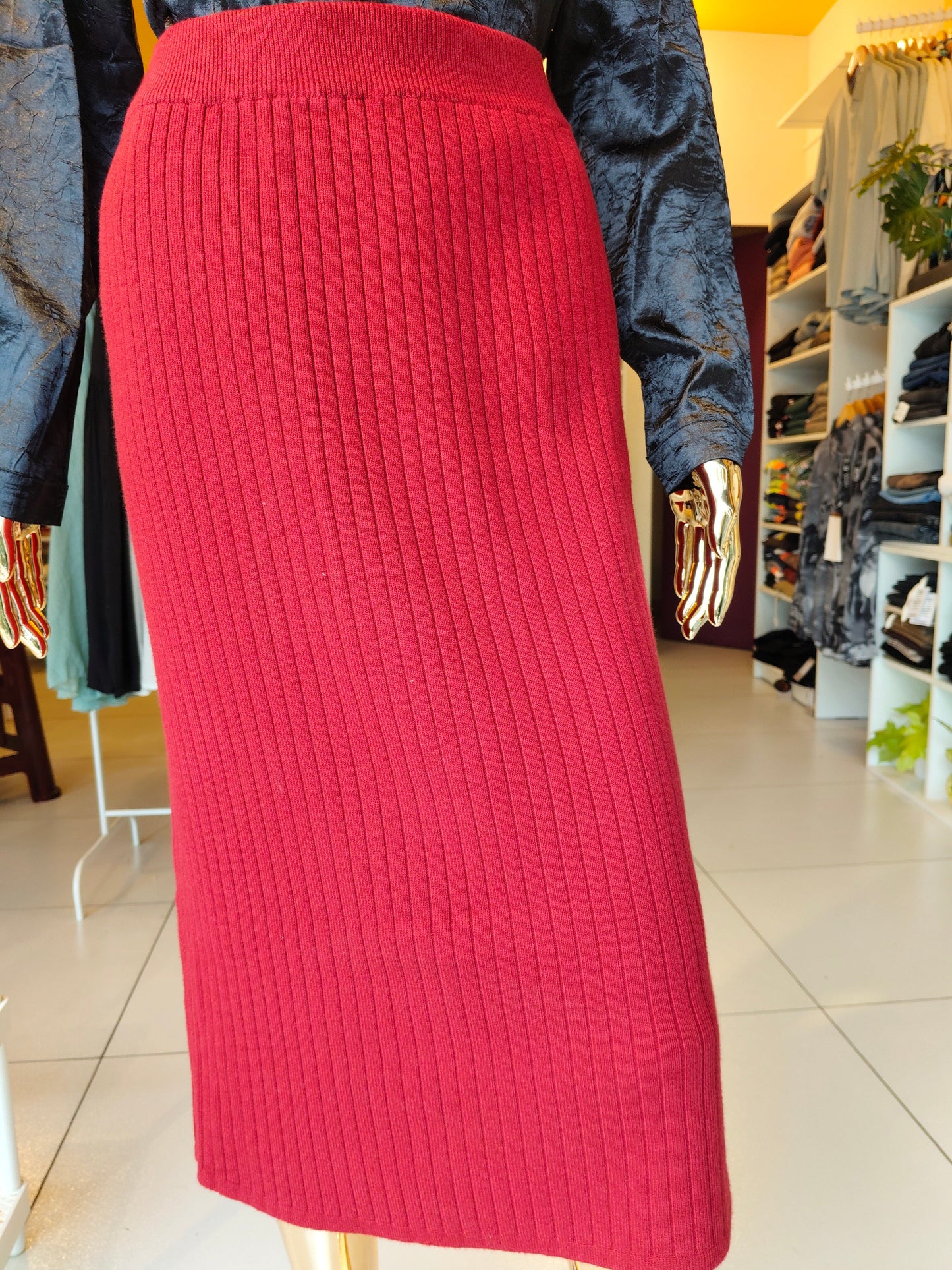 Women's Ribbed Knit Bodycon Maxi Skirt