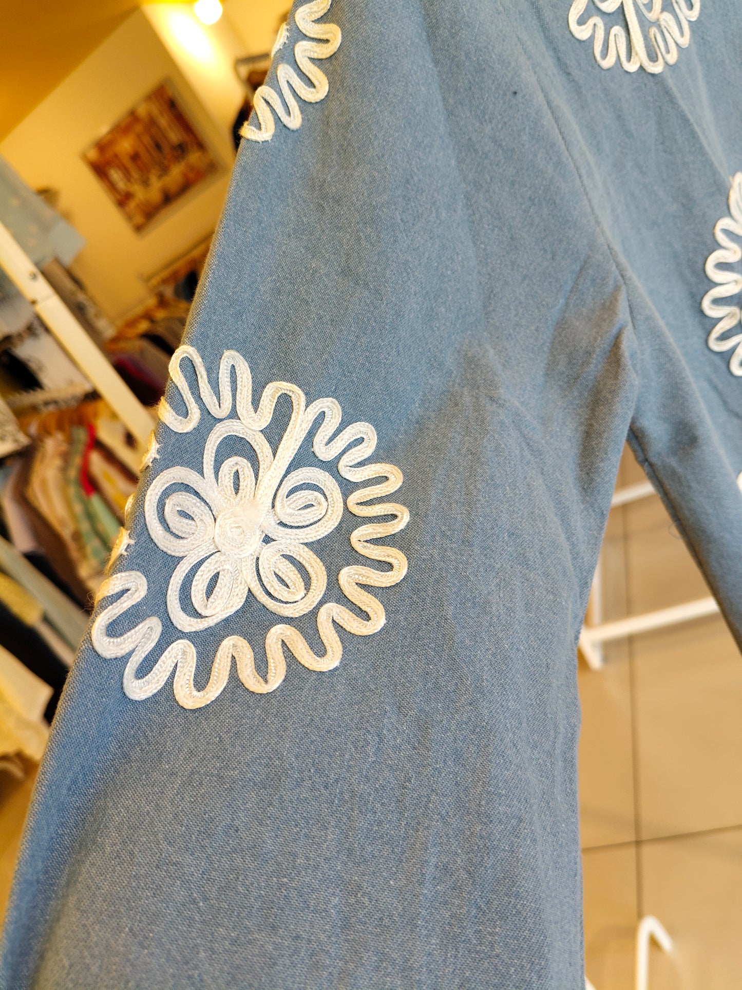 Embroidered Denim Shirt for Women (FREE SIZE)