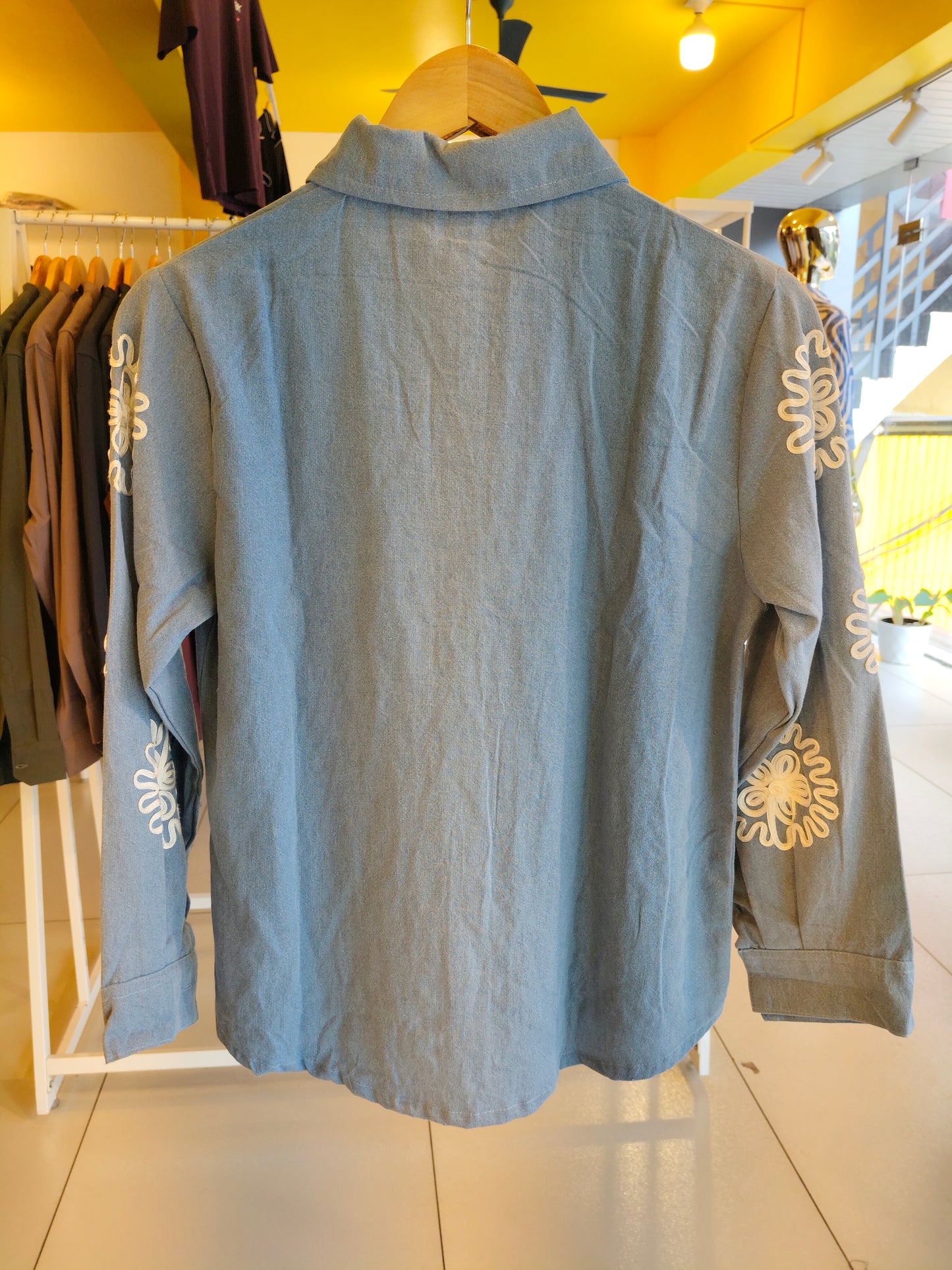 Embroidered Denim Shirt for Women (FREE SIZE)