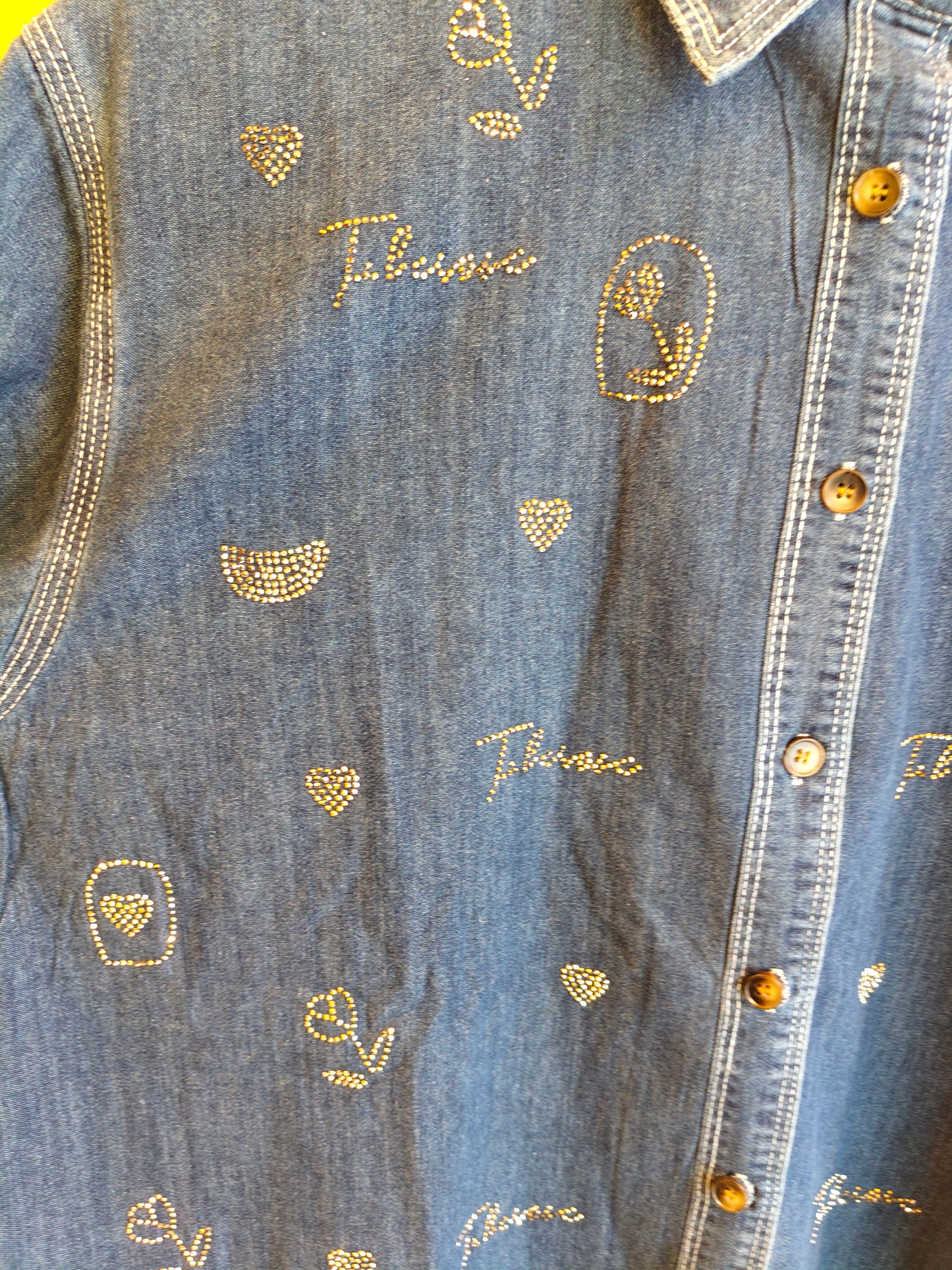 Studded Denim Shirt for Women (FREE SIZE)