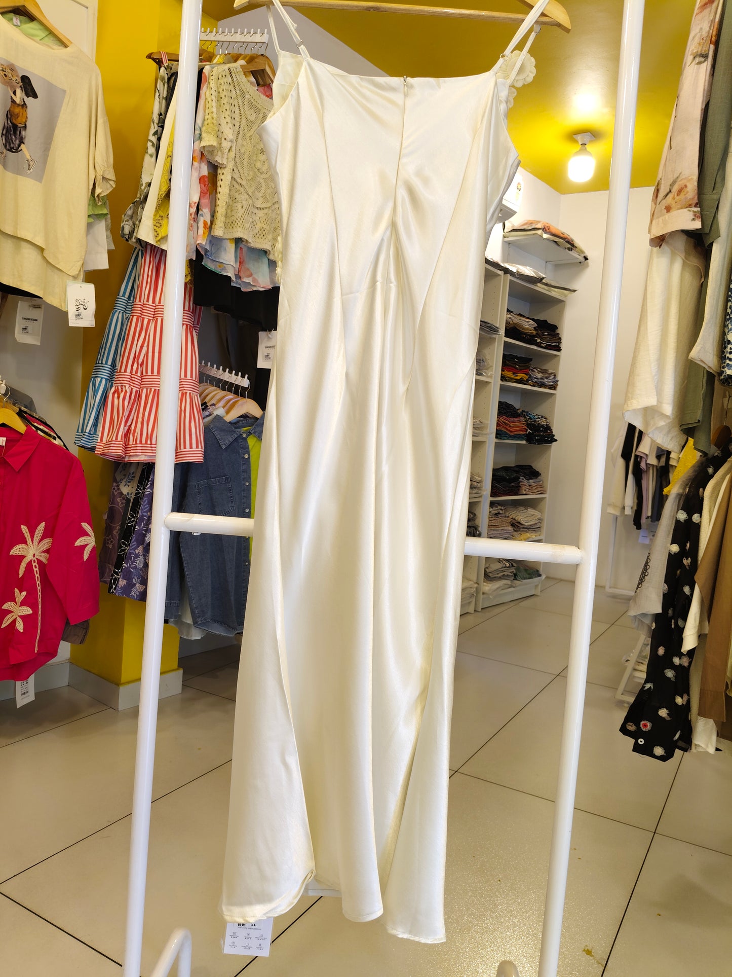 Cowl Neck Satin Maxi Dress for Ladies (XL)