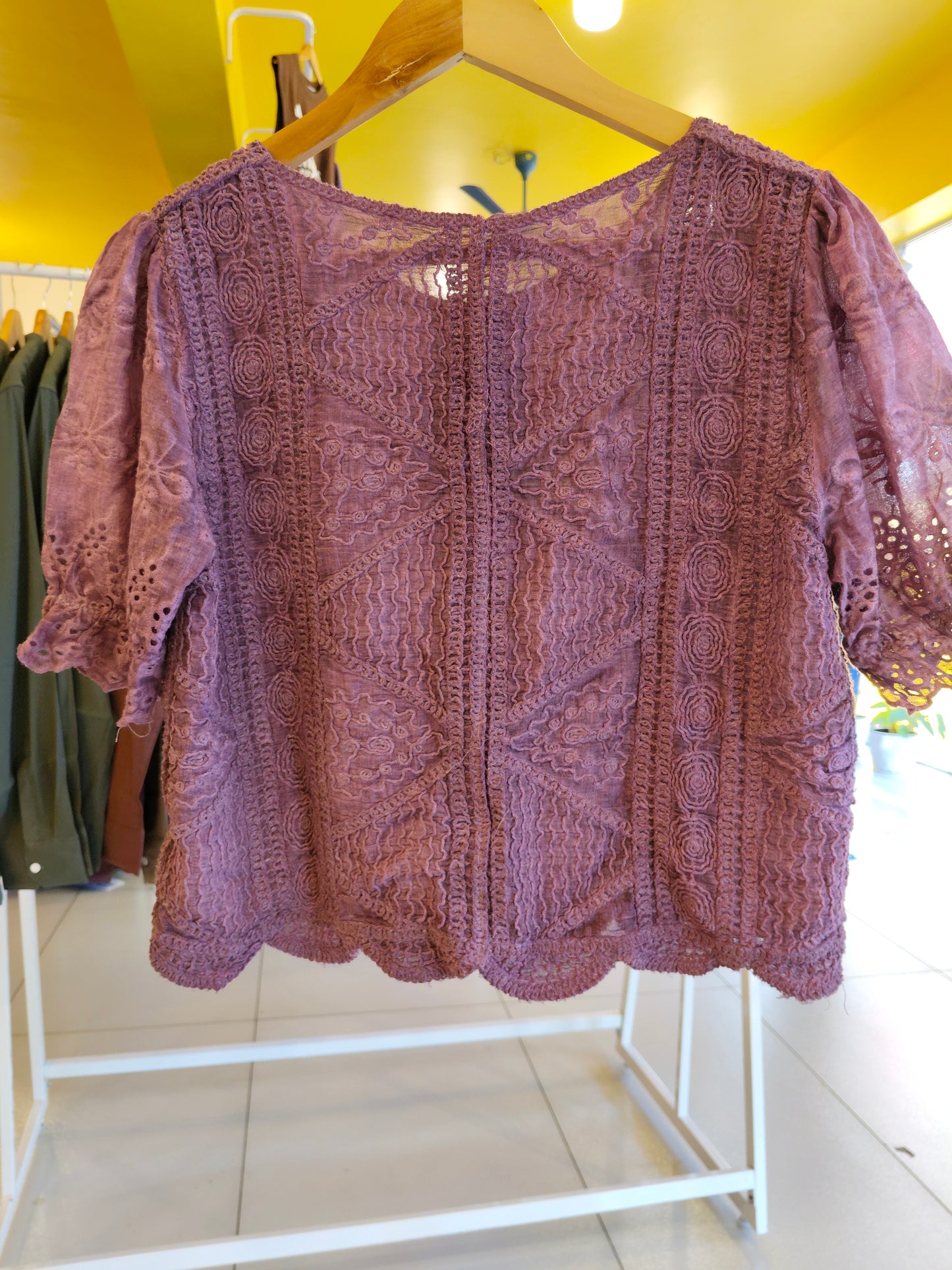 Crochet Button-Up Top for Women (FREE SIZE)