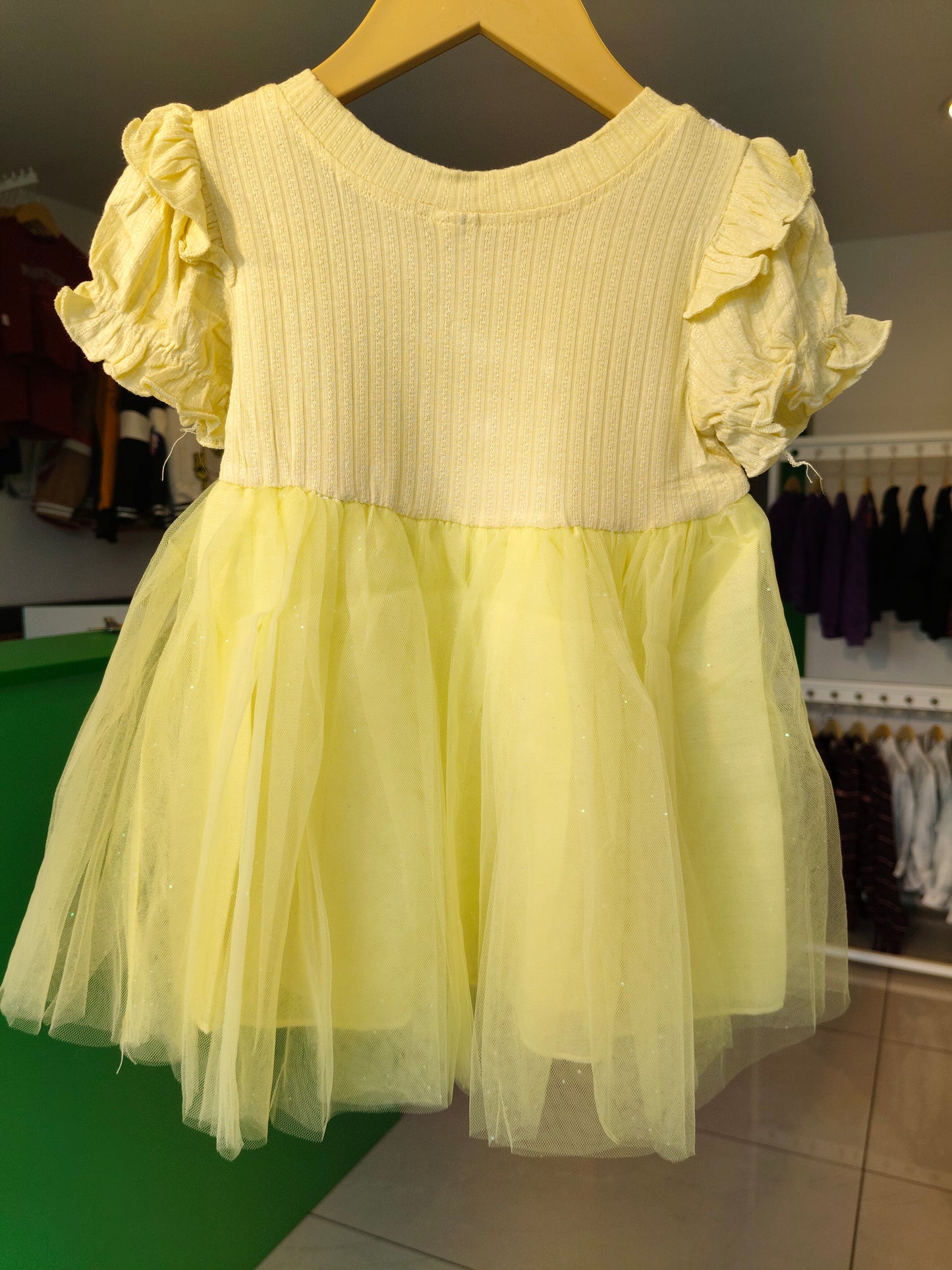 Toddler Girls' Ruffle Sleeve Tulle Dress ( SIZE 90)