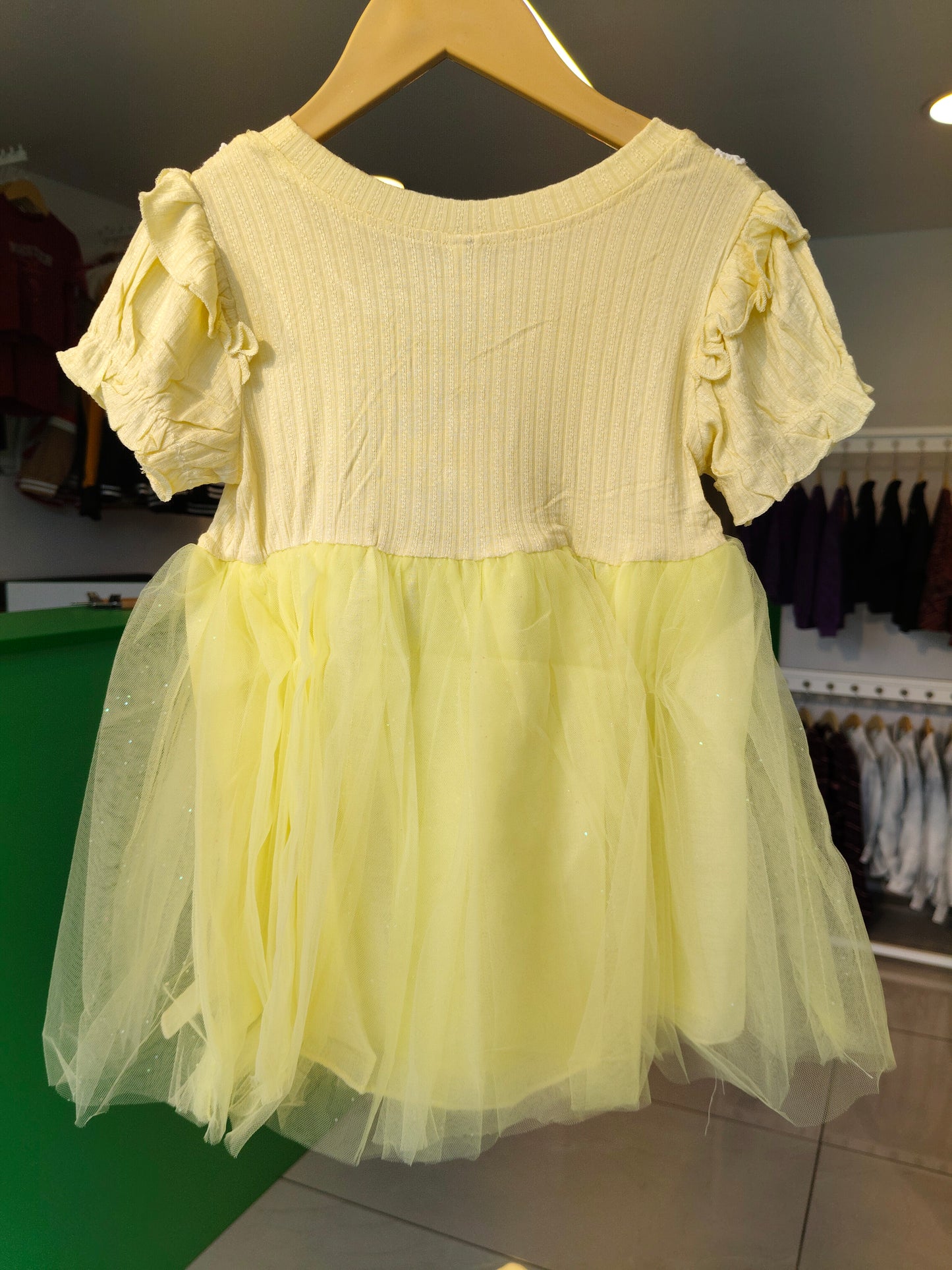 Toddler Girls' Ruffle Sleeve Tulle Dress ( SIZE 120)
