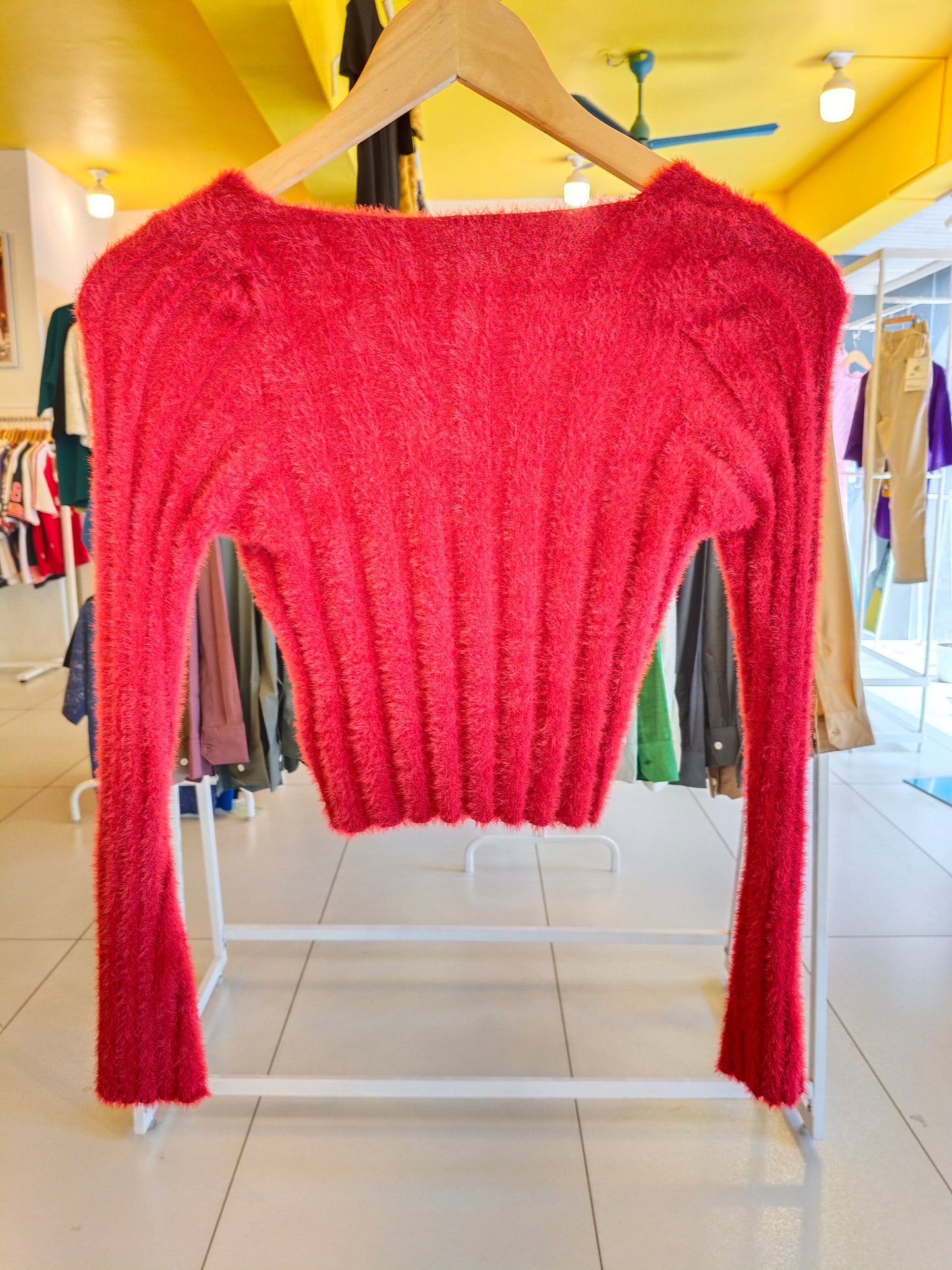 Fuzzy Square Neck Crop top (FREE SIZE)