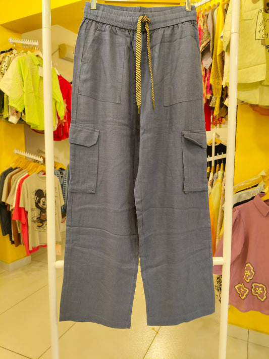 Linen  Cargo Pants For Women ( LARGE)