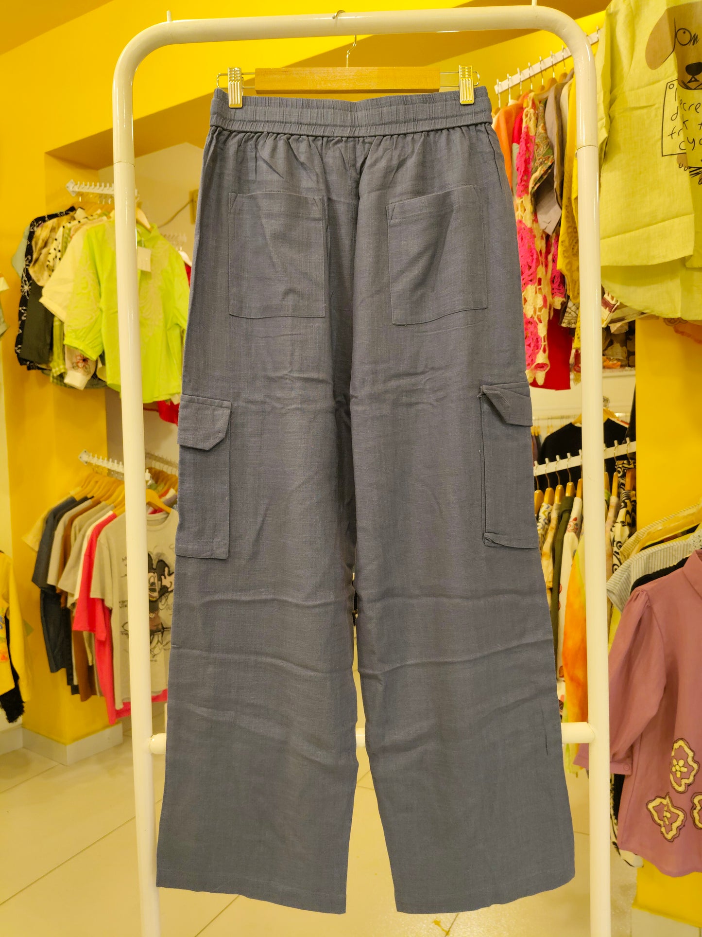 Linen  Cargo Pants For Women ( LARGE)