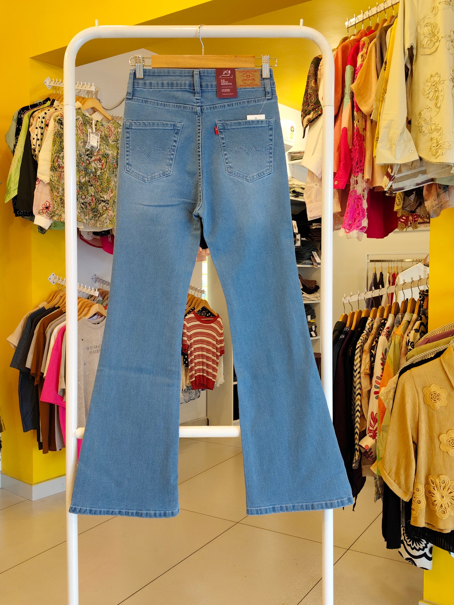 Ladies Wide Leg Bell Bottom Denim Jeans For Women (Size 30)