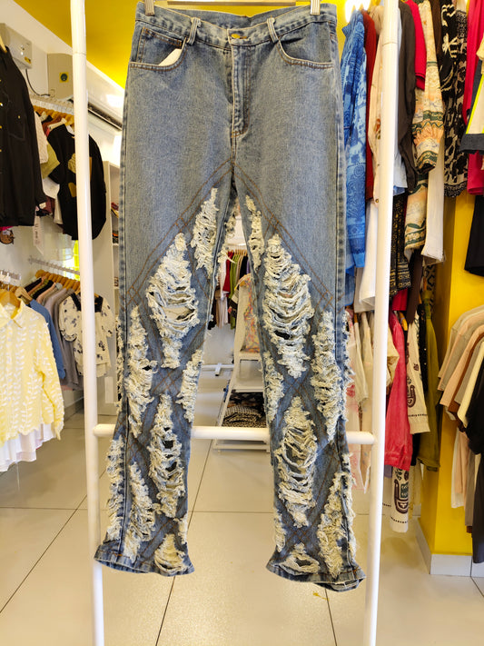 Ripped Denim Jeans for Women  ( LARGE)
