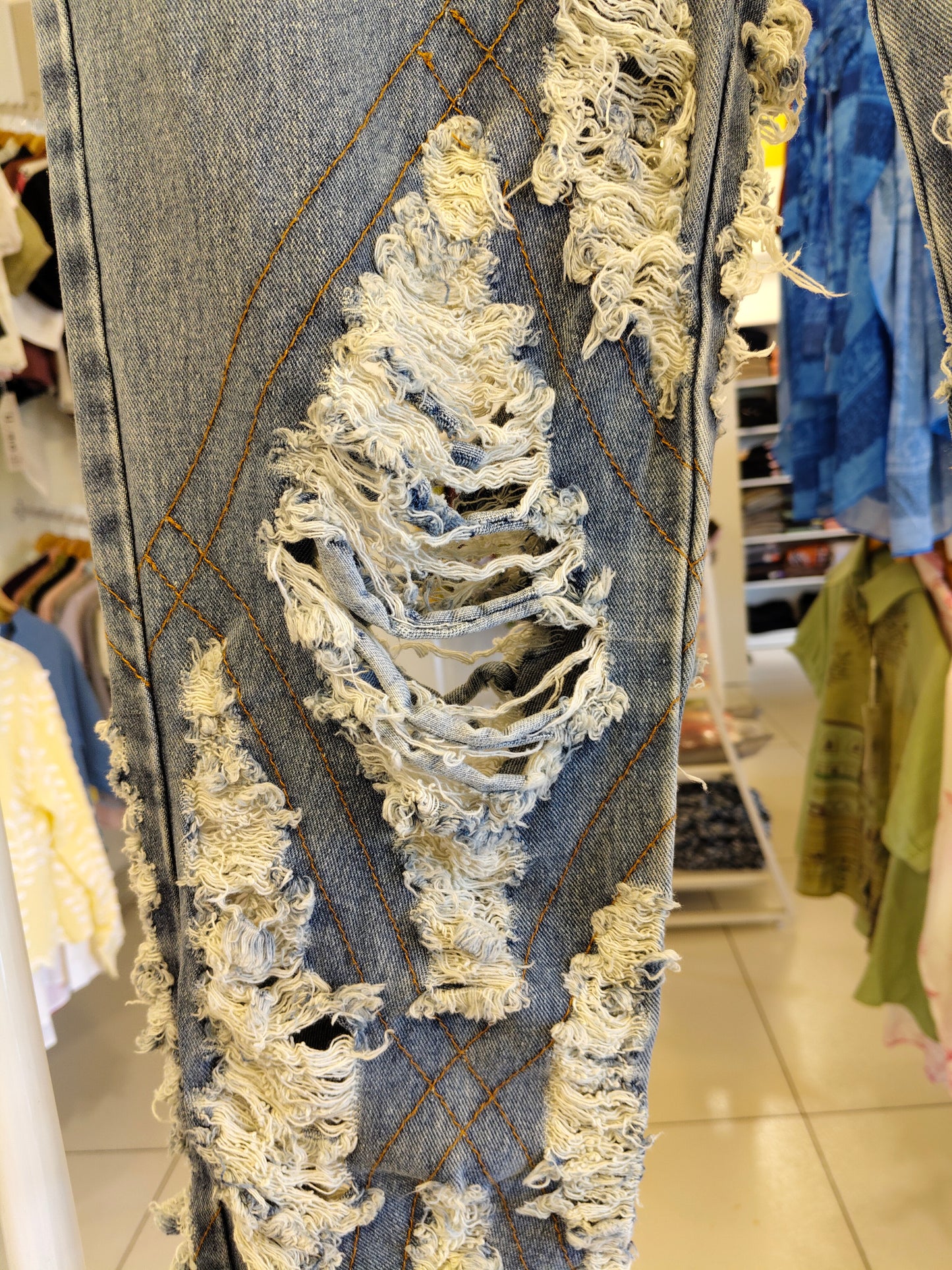 Ripped Denim Jeans for Women  ( LARGE)