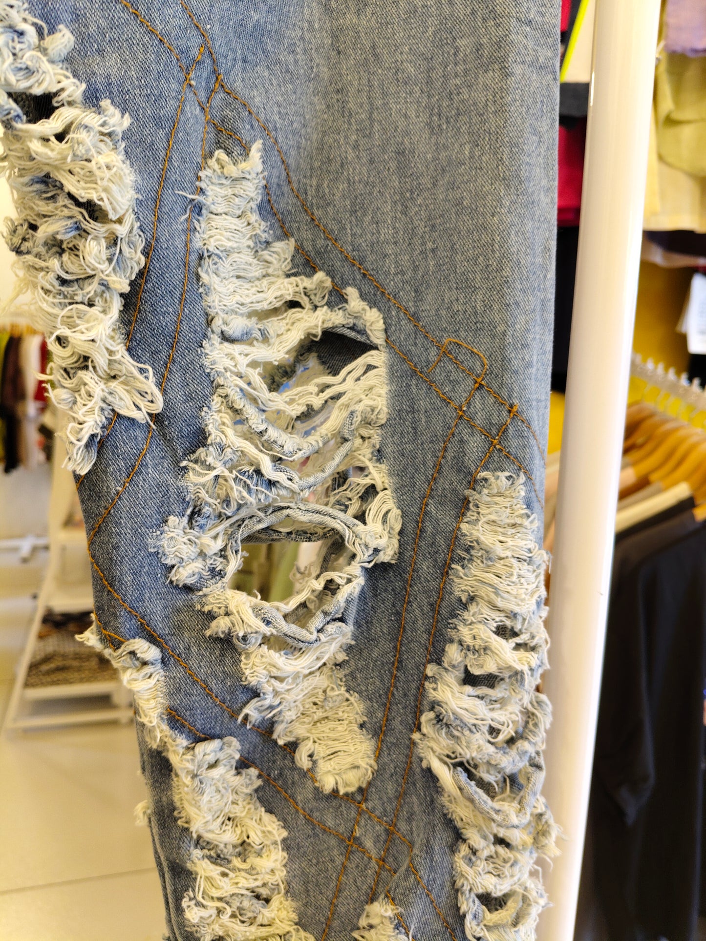 Ripped Denim Jeans for Women  ( LARGE)