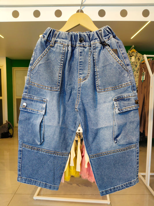 Cargo Denim Jeans for Kids   (SIZE 130)