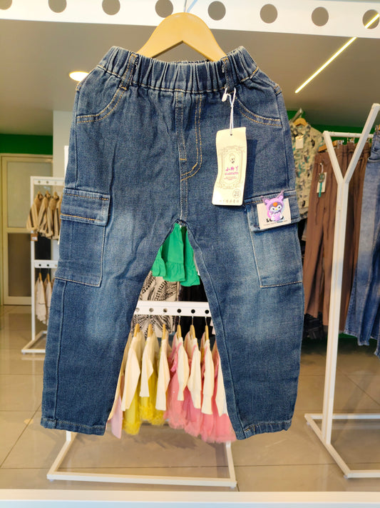 Cargo Straight Fit Denim Jeans for Kids   (SIZE 18)