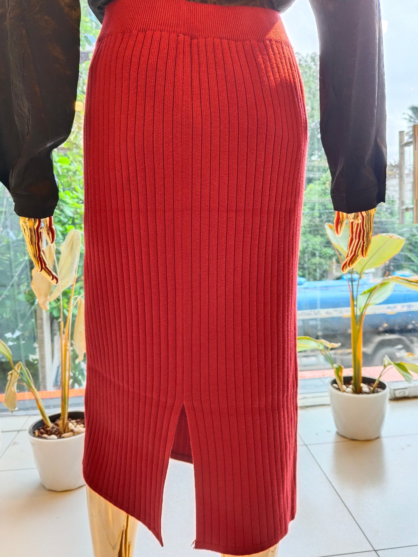 Women's Ribbed Knit Bodycon Maxi Skirt