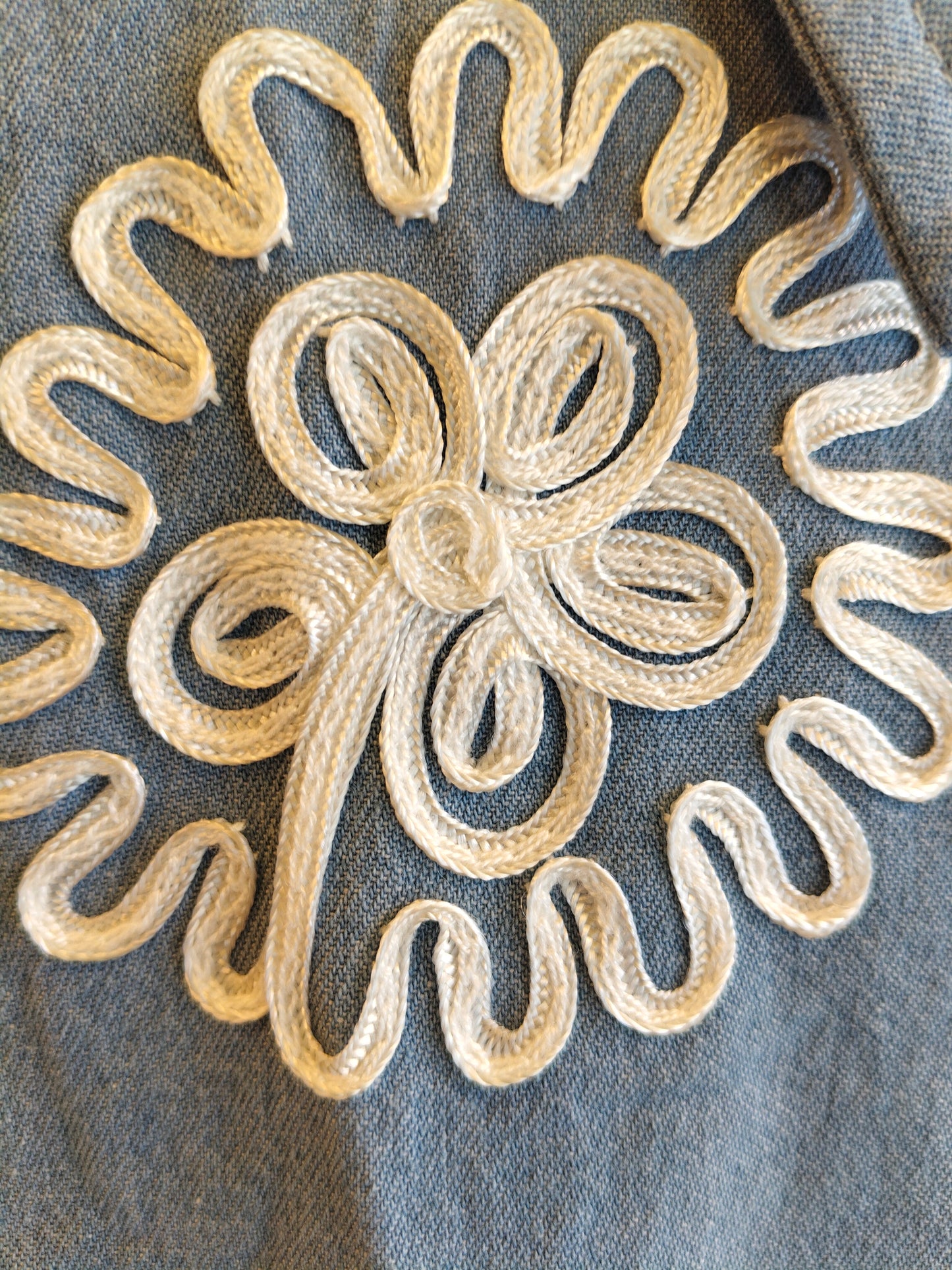 Embroidered Denim Shirt for Women  (FREE SIZE)
