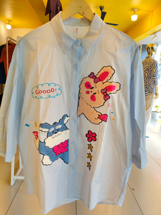 Ladies Shirt with Embroidered Rabbit (FREE SIZE)