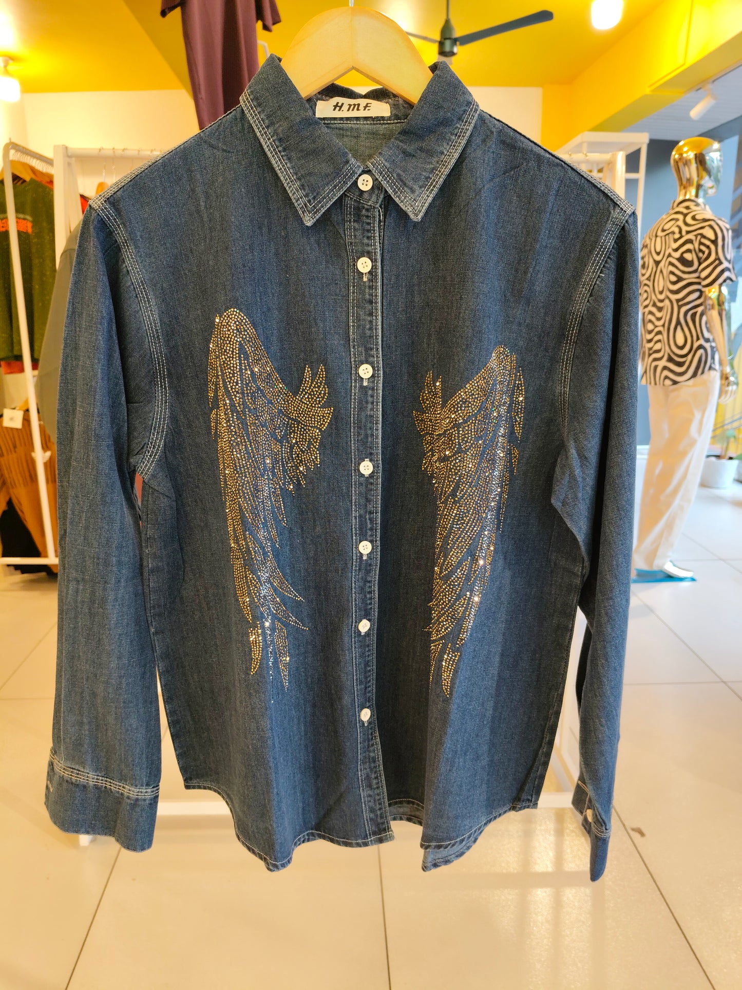 Studded Denim Shirt for Women (FREE SIZE)
