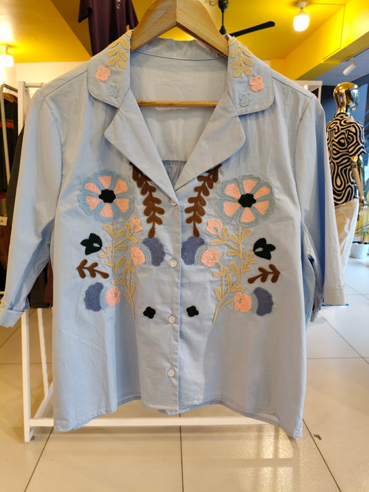 Embroidered Shirt for Women  (FREE SIZE)