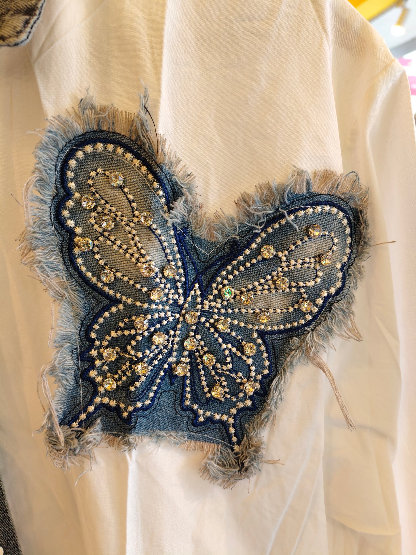 Denim Patched Shirt for Women (FREE SIZE )