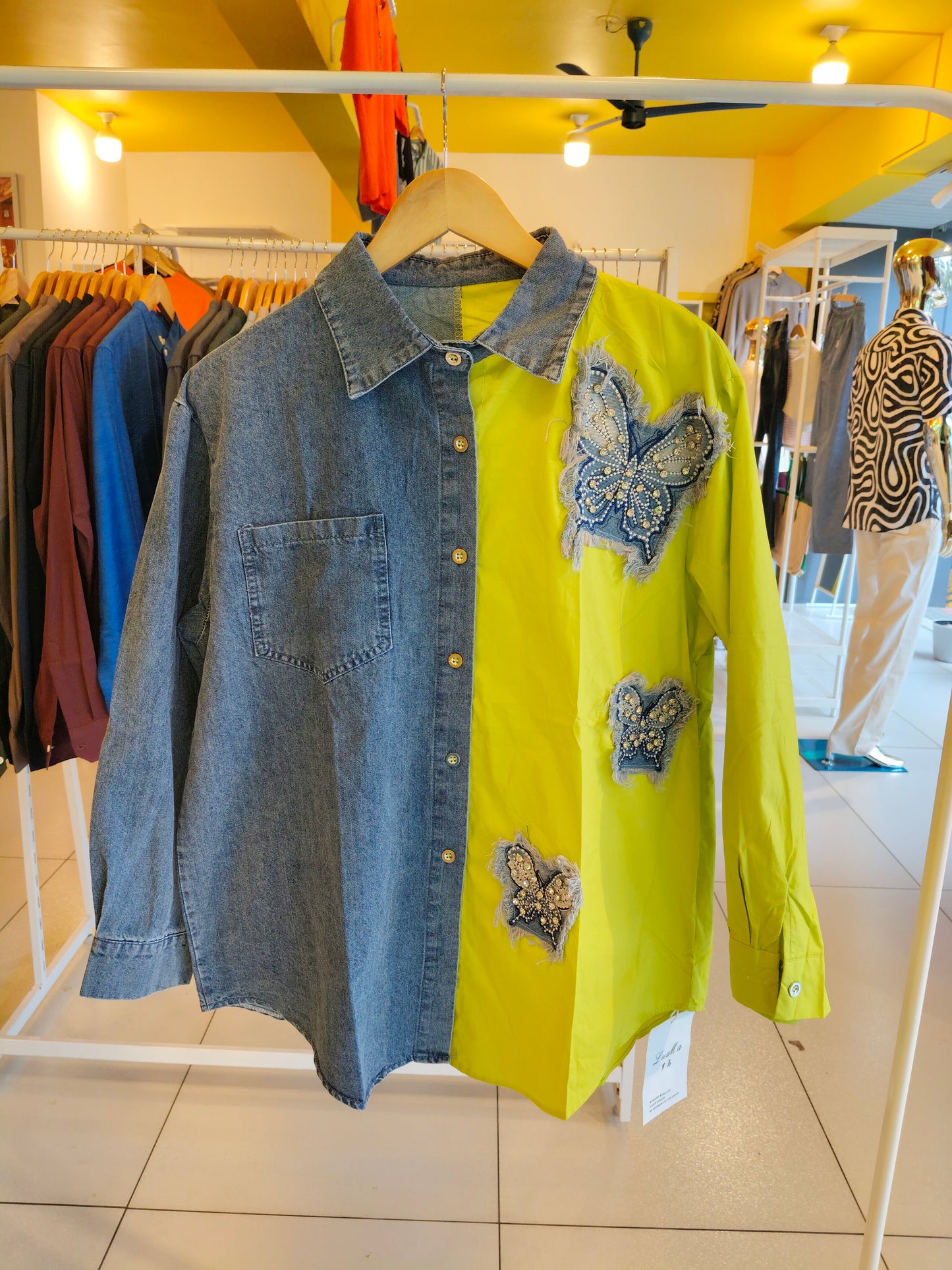 Denim Patched Shirt for Women (FREE SIZE)