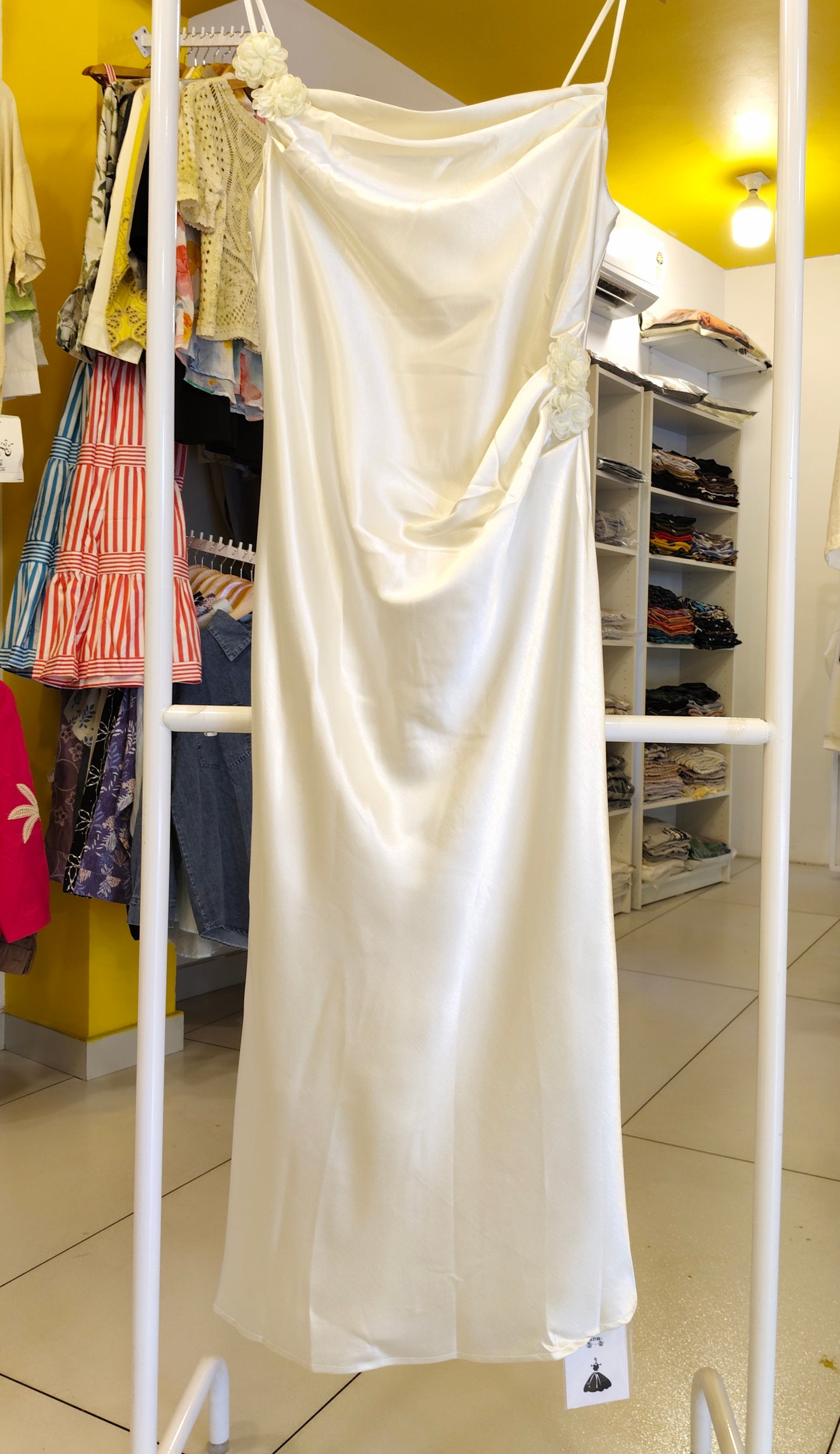 Cowl Neck Satin Maxi Dress for Ladies (XL)