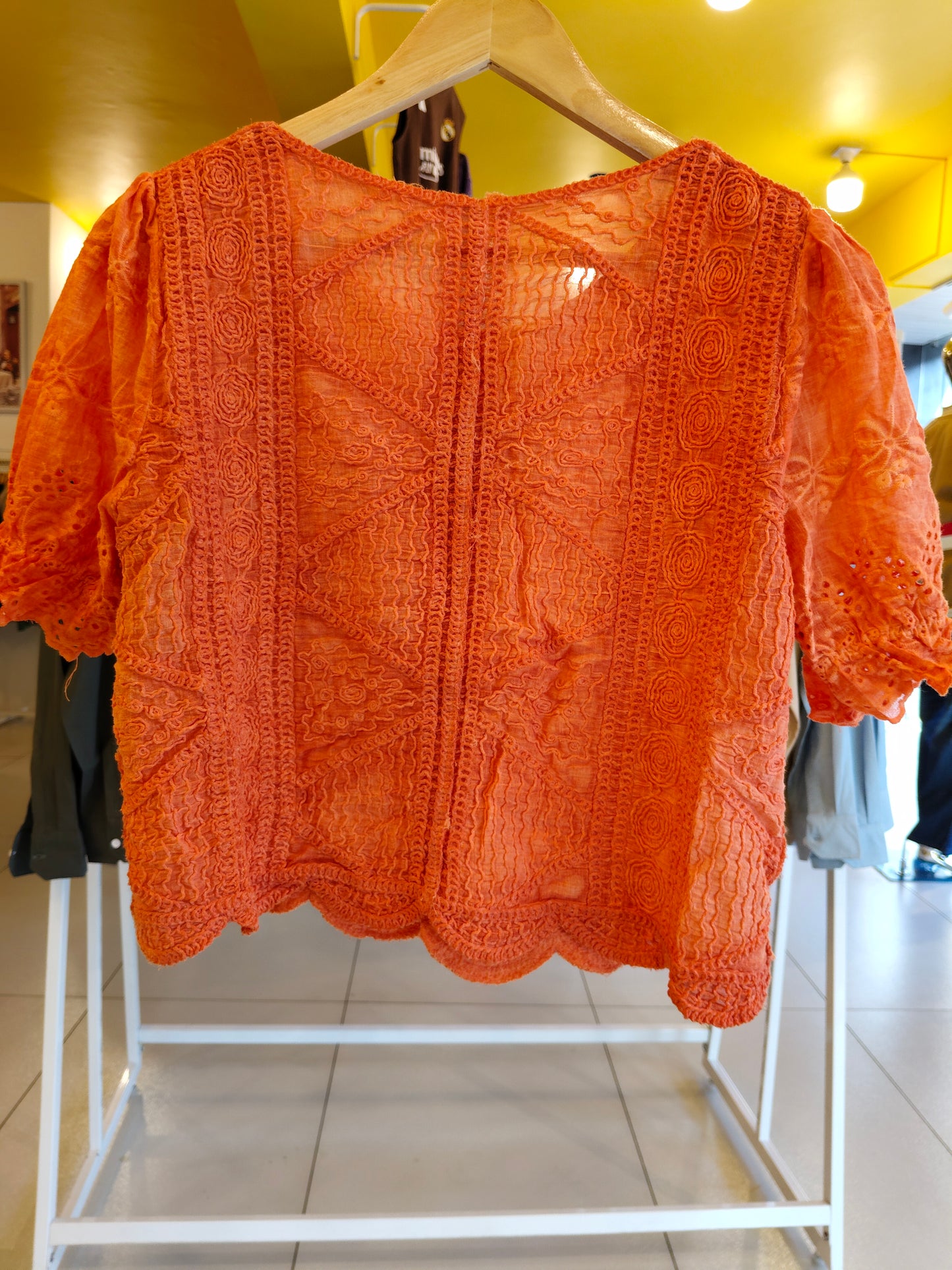 Crochet Button-Up Top for Women  (FREE SIZE)