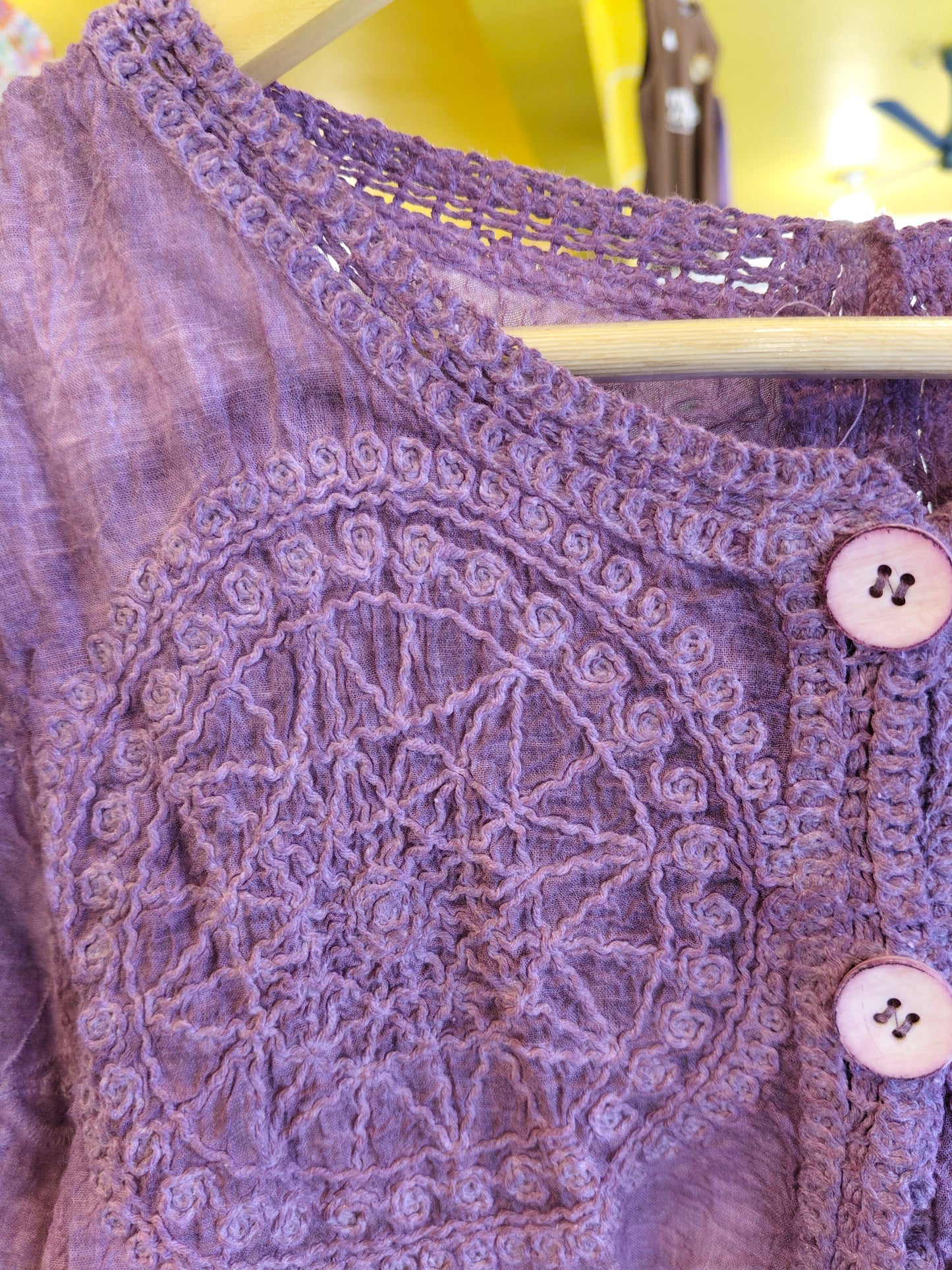 Crochet Button-Up Top for Women  (FREE SIZE)