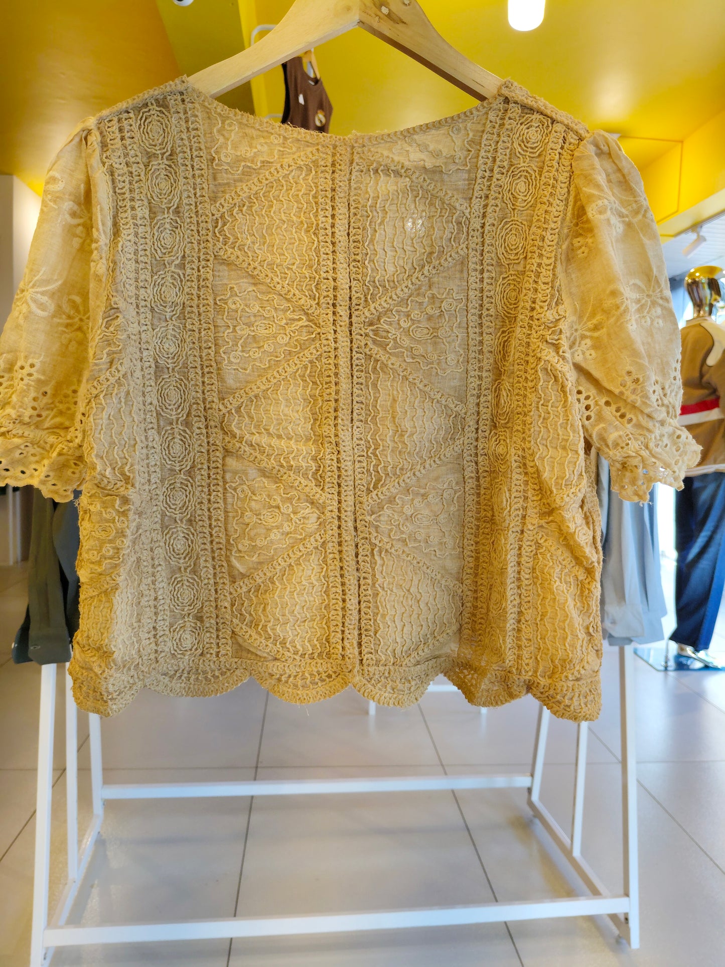 Crochet Button-Up Top for Women  (FREE SIZE)