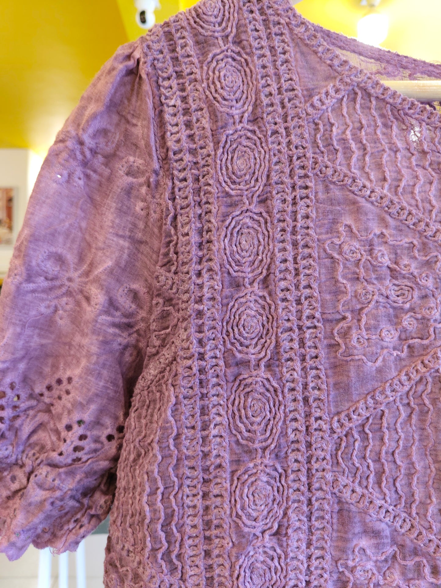 Crochet Button-Up Top for Women  (FREE SIZE)