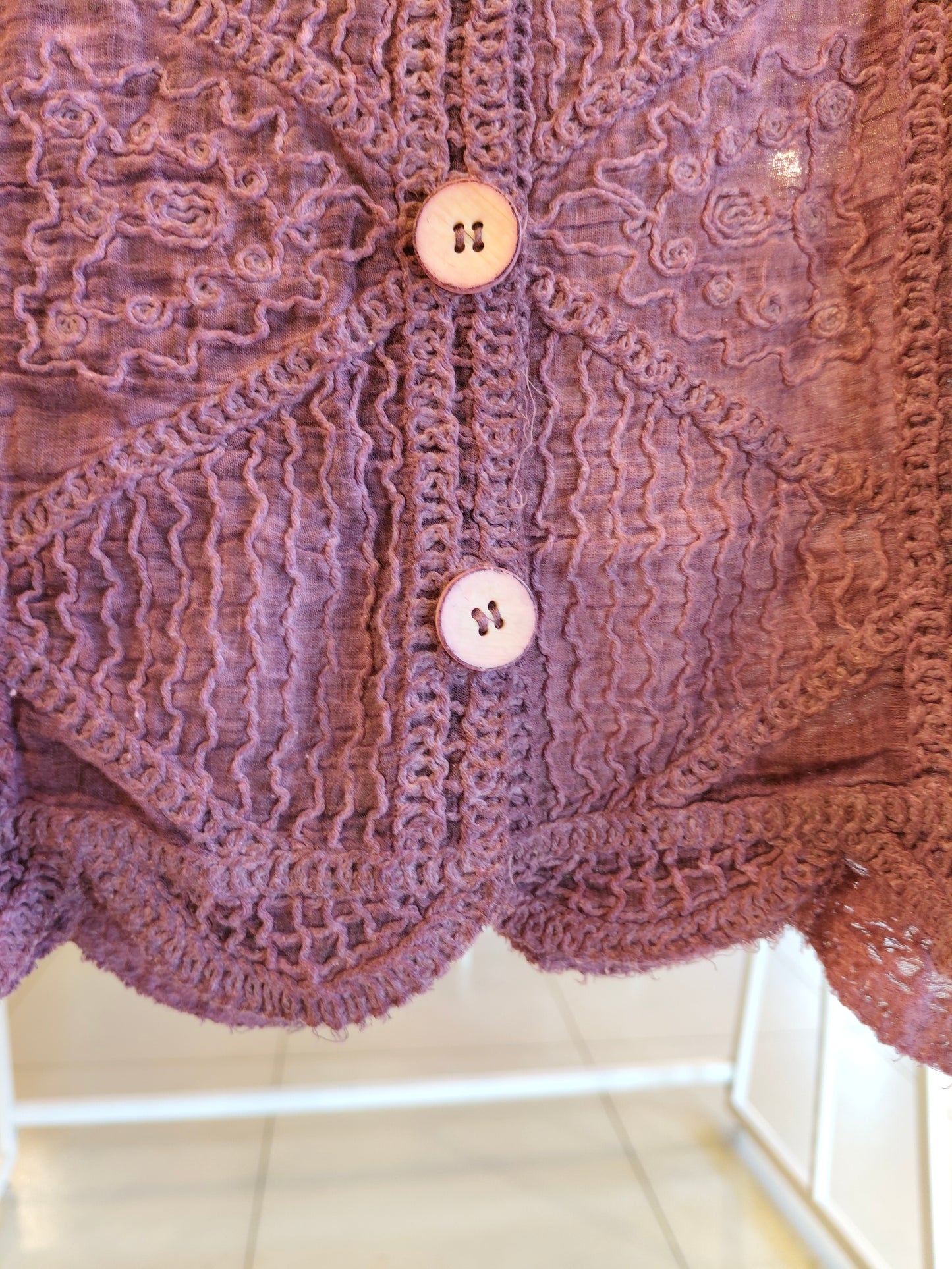 Crochet Button-Up Top for Women  (FREE SIZE)