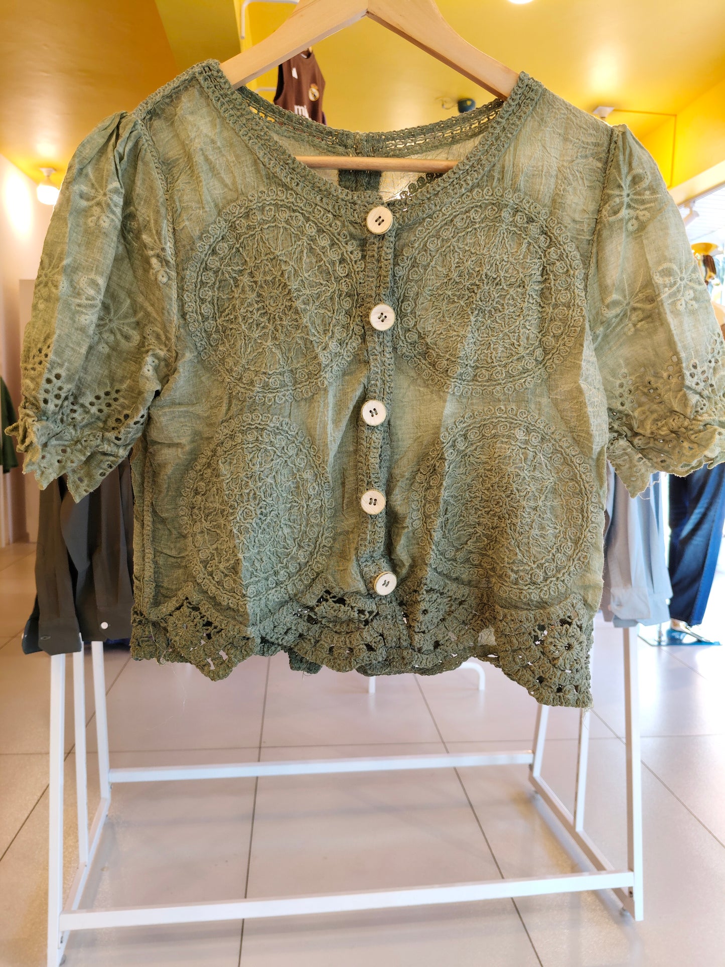 CrochetButton-Up Top for Women  (FREE SIZE)