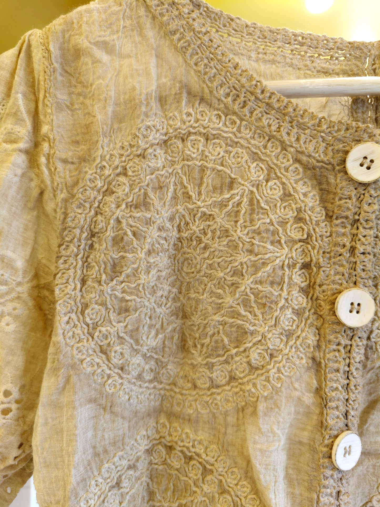 Crochet Button-Up Top for Women  (FREE SIZE)