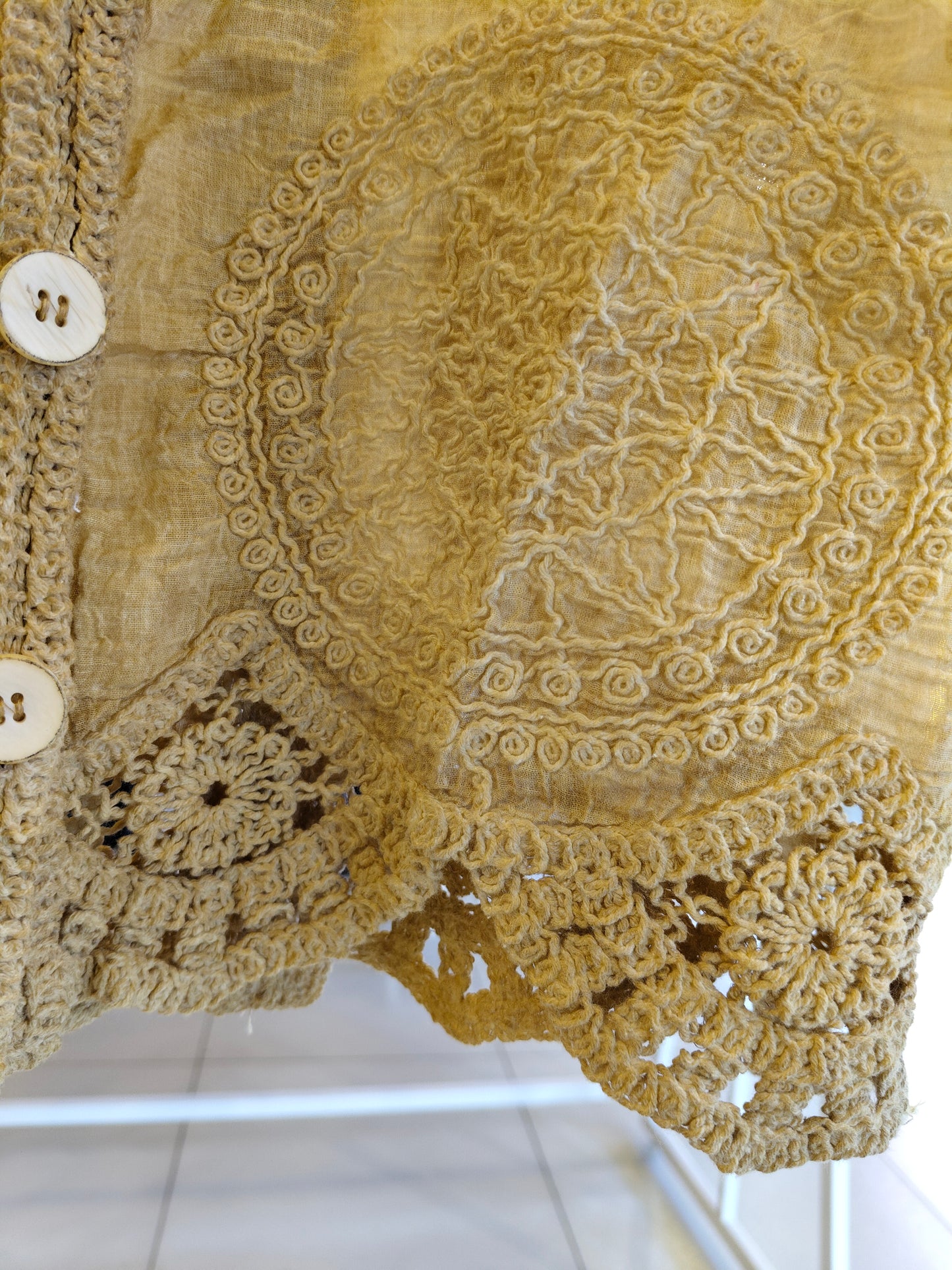 Crochet Button-Up Top for Women  (FREE SIZE)