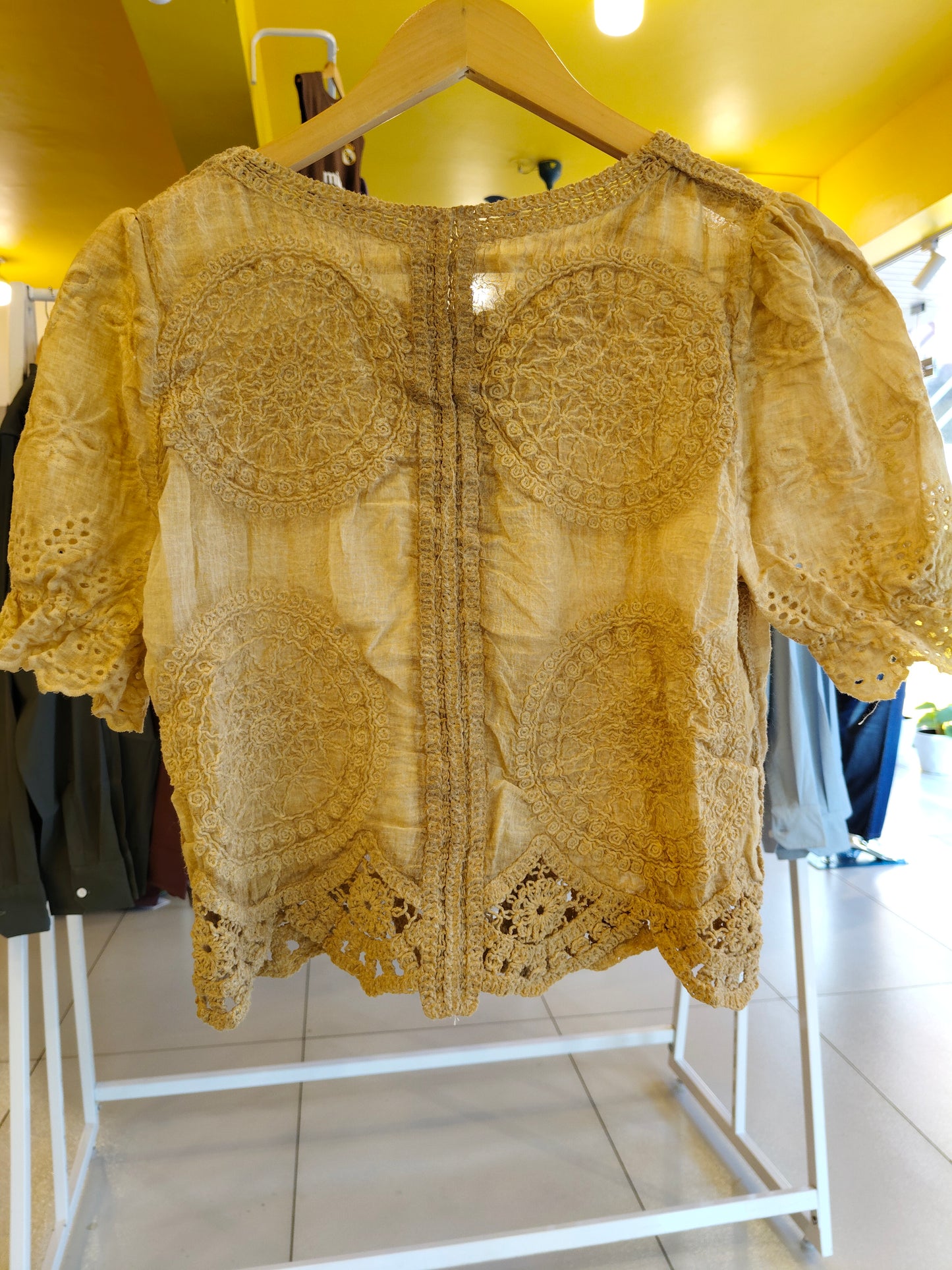 Crochet Button-Up Top for Women  (FREE SIZE)