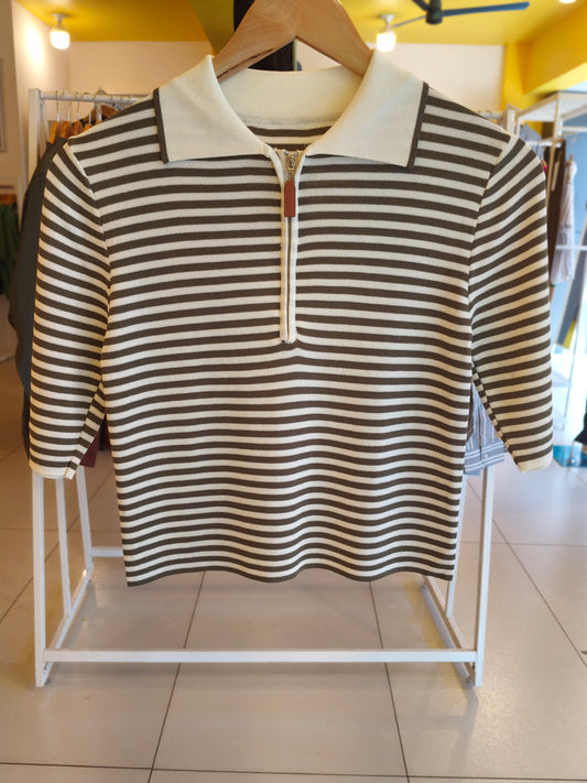 Quarter Zip Polo T-shirt for Women  (FREE SIZE)