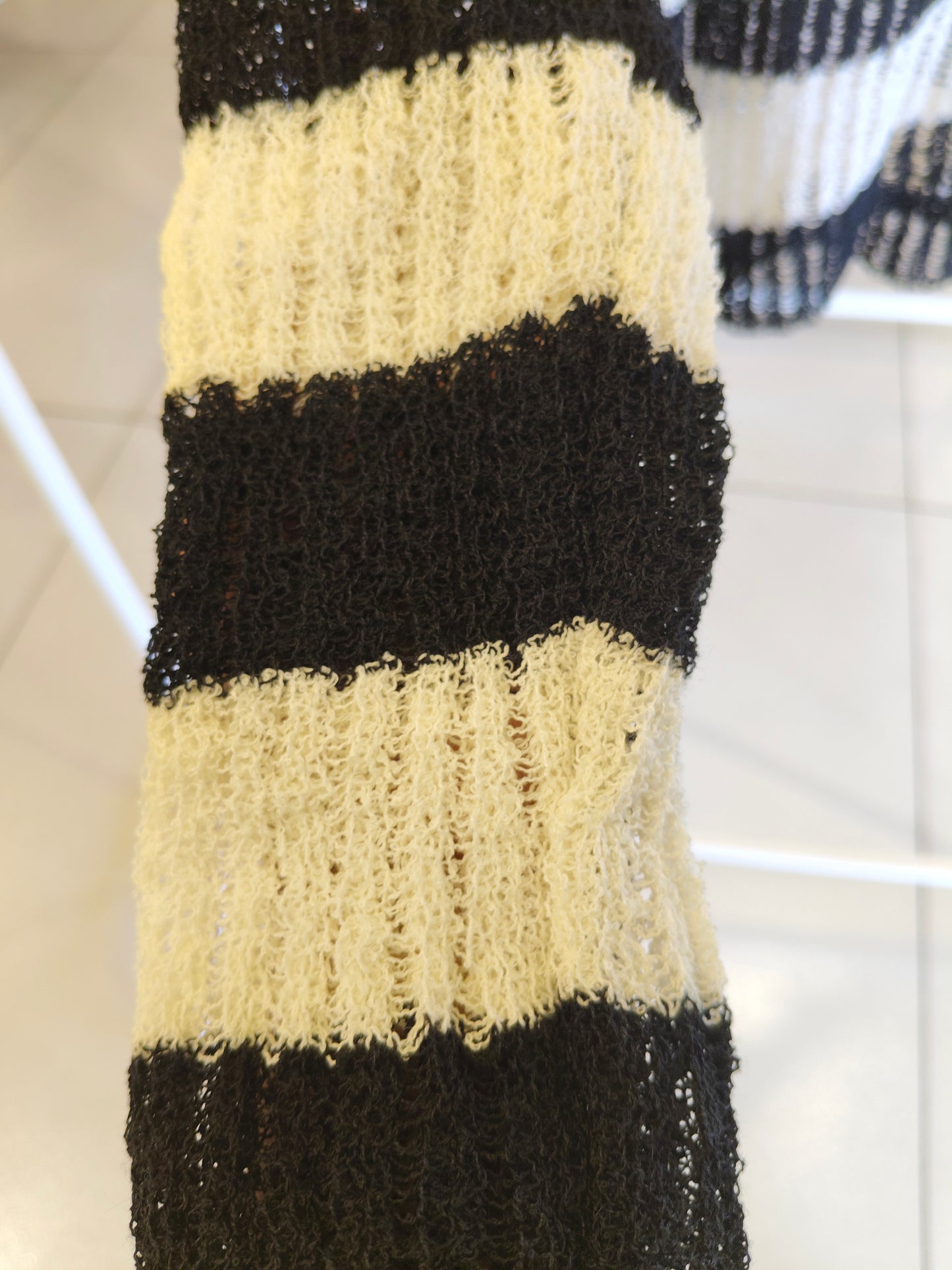 Striped Mesh Knit Sweater (FREE SIZE)