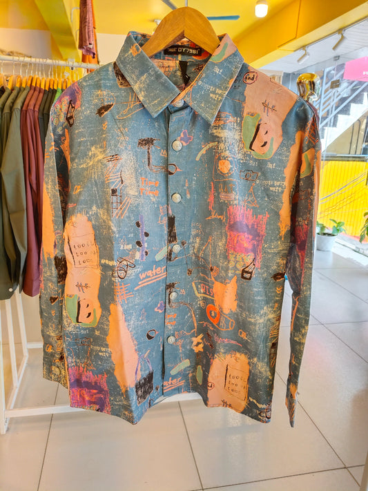 Men's Oversized Printed Shirt (MEDIUM)