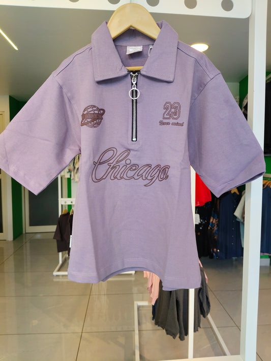 Kids' Zip-Up  Polo T-Shirt ( 6 year)