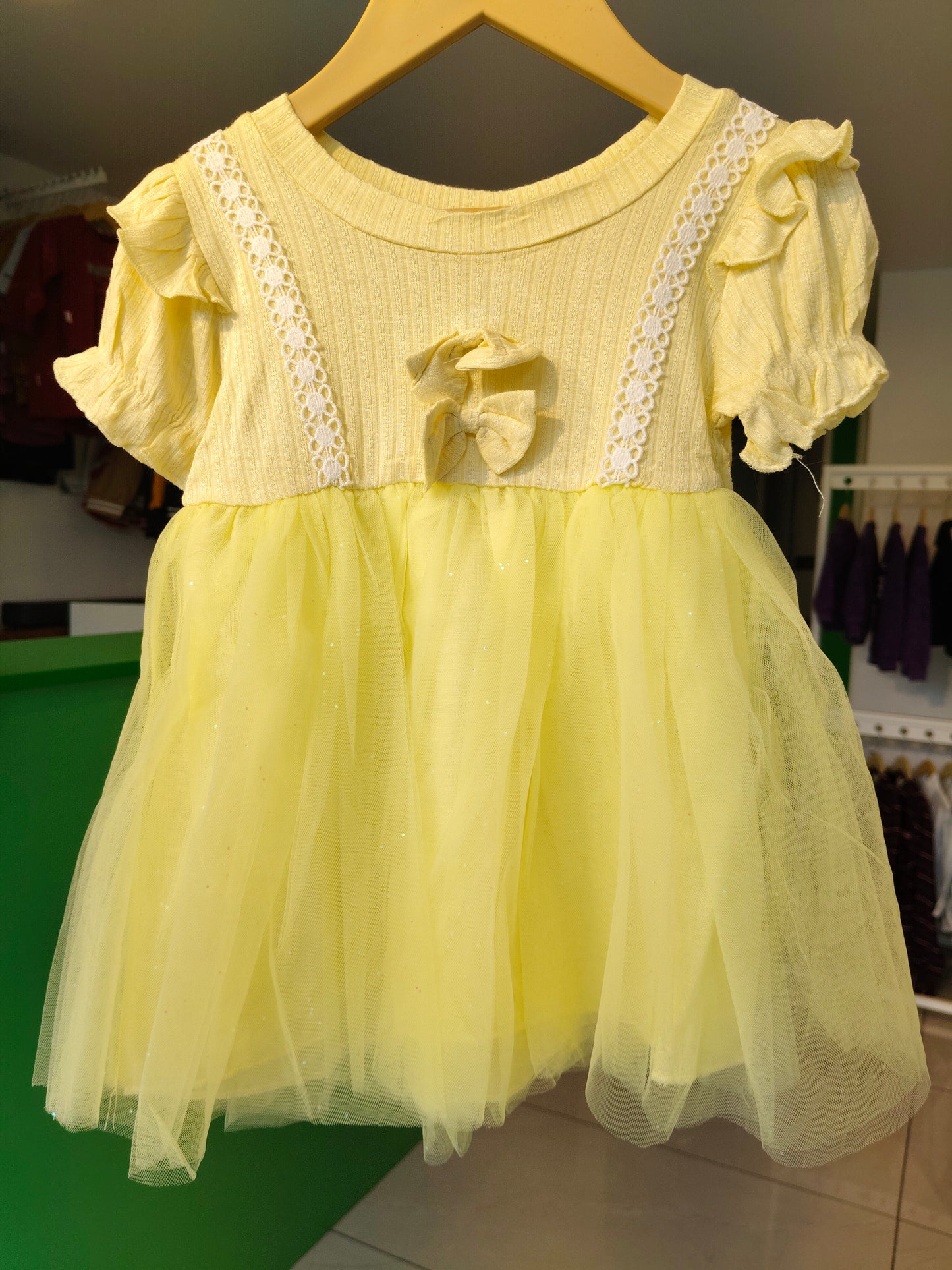 Toddler Girls' Ruffle Sleeve Tulle Dress ( SIZE 90)