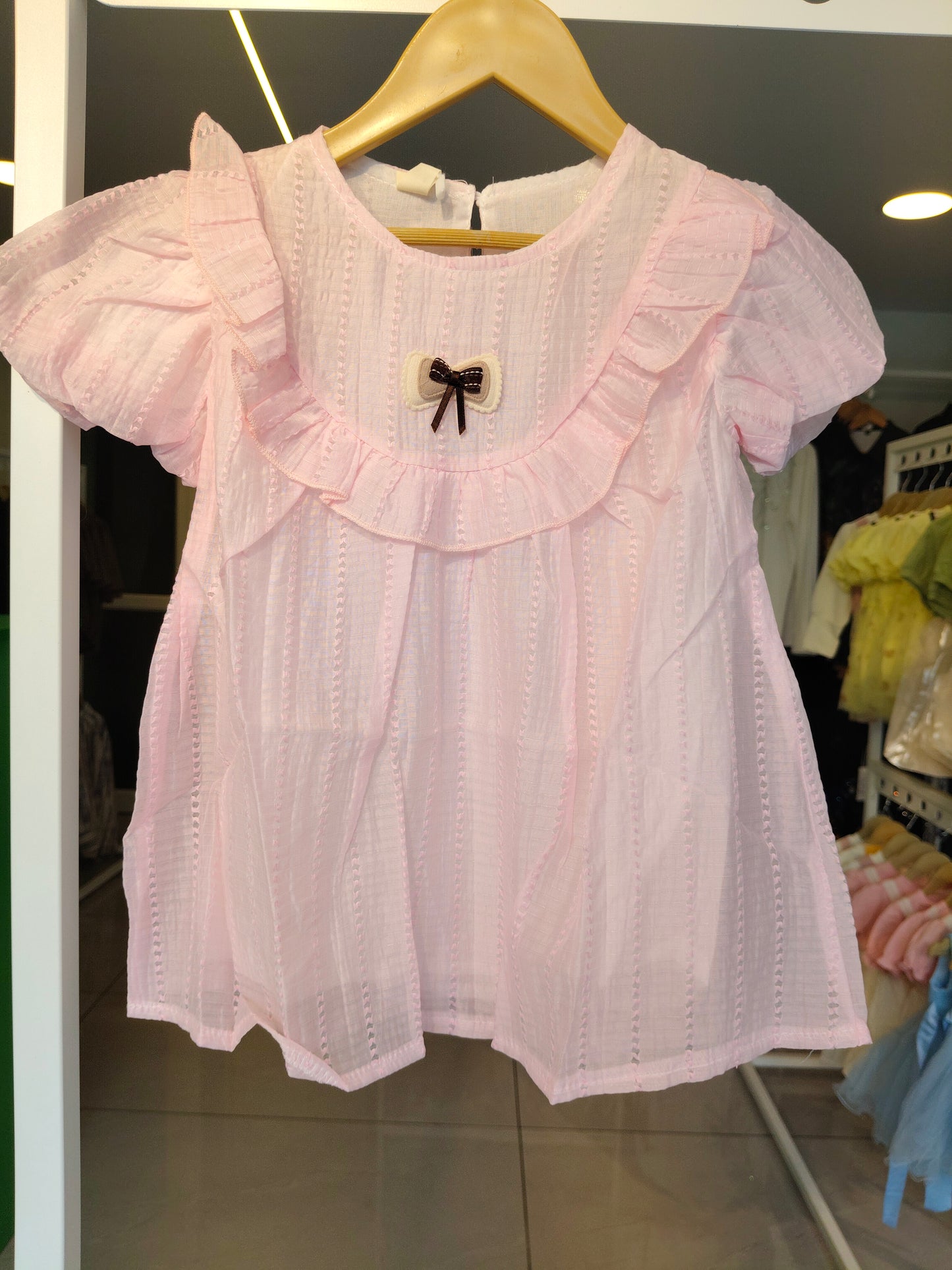 Toddler Girls' A line Puff Sleeve Dress ( SIZE 120)