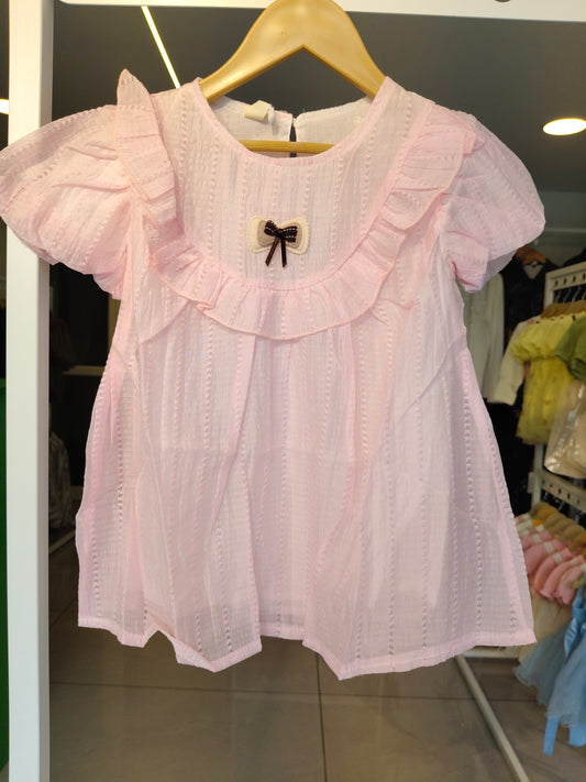 Toddler Girls' A line Puff Sleeve Dress ( SIZE 120)