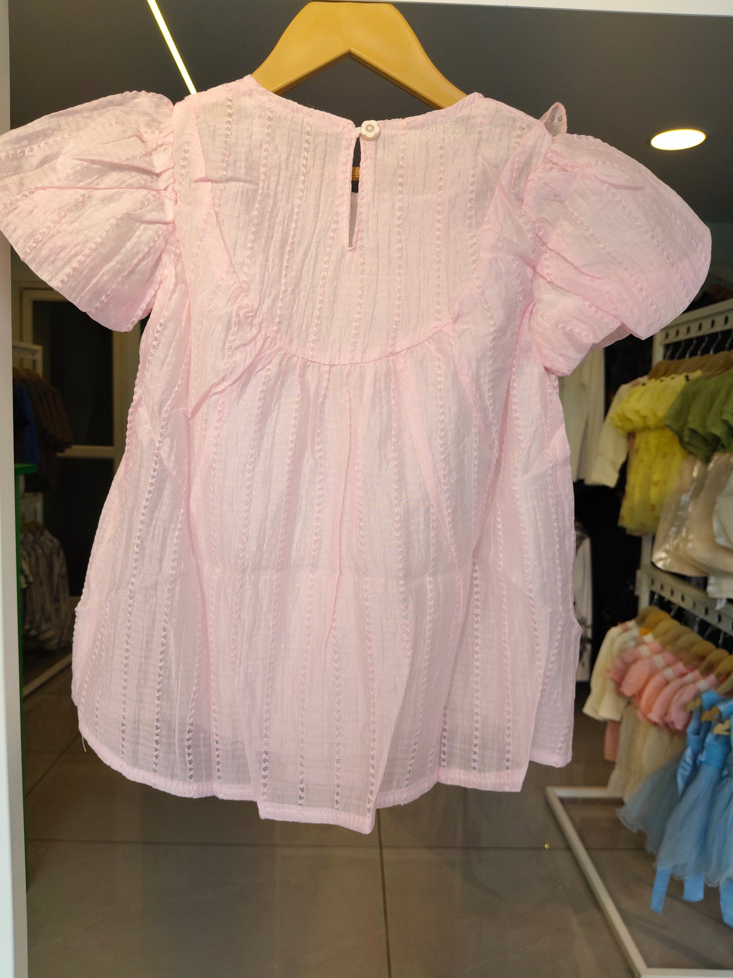 Toddler Girls' A line Puff Sleeve Dress ( SIZE 120)