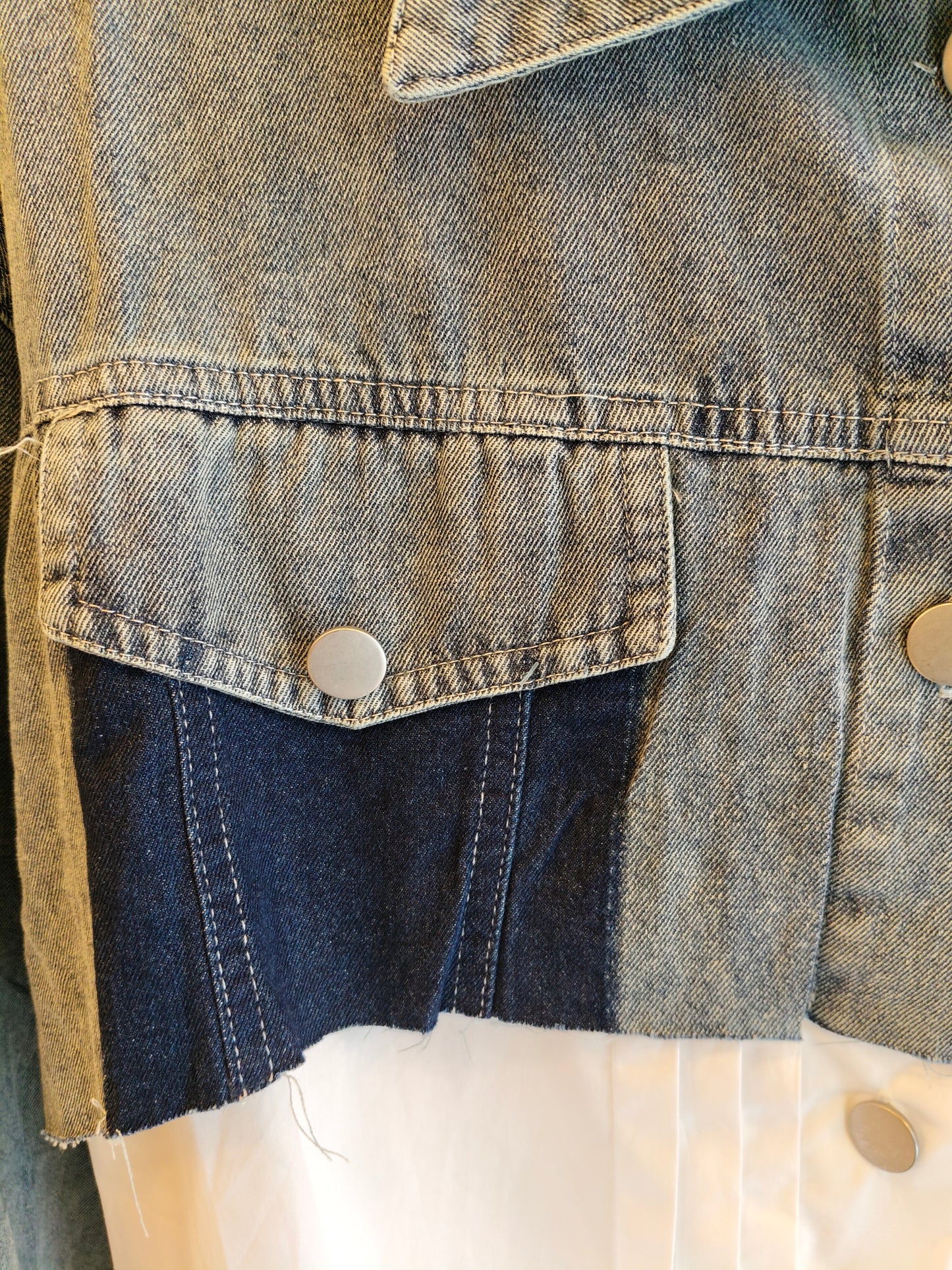 Spliced Denim & White Shirt for Women (FREE SIZE)