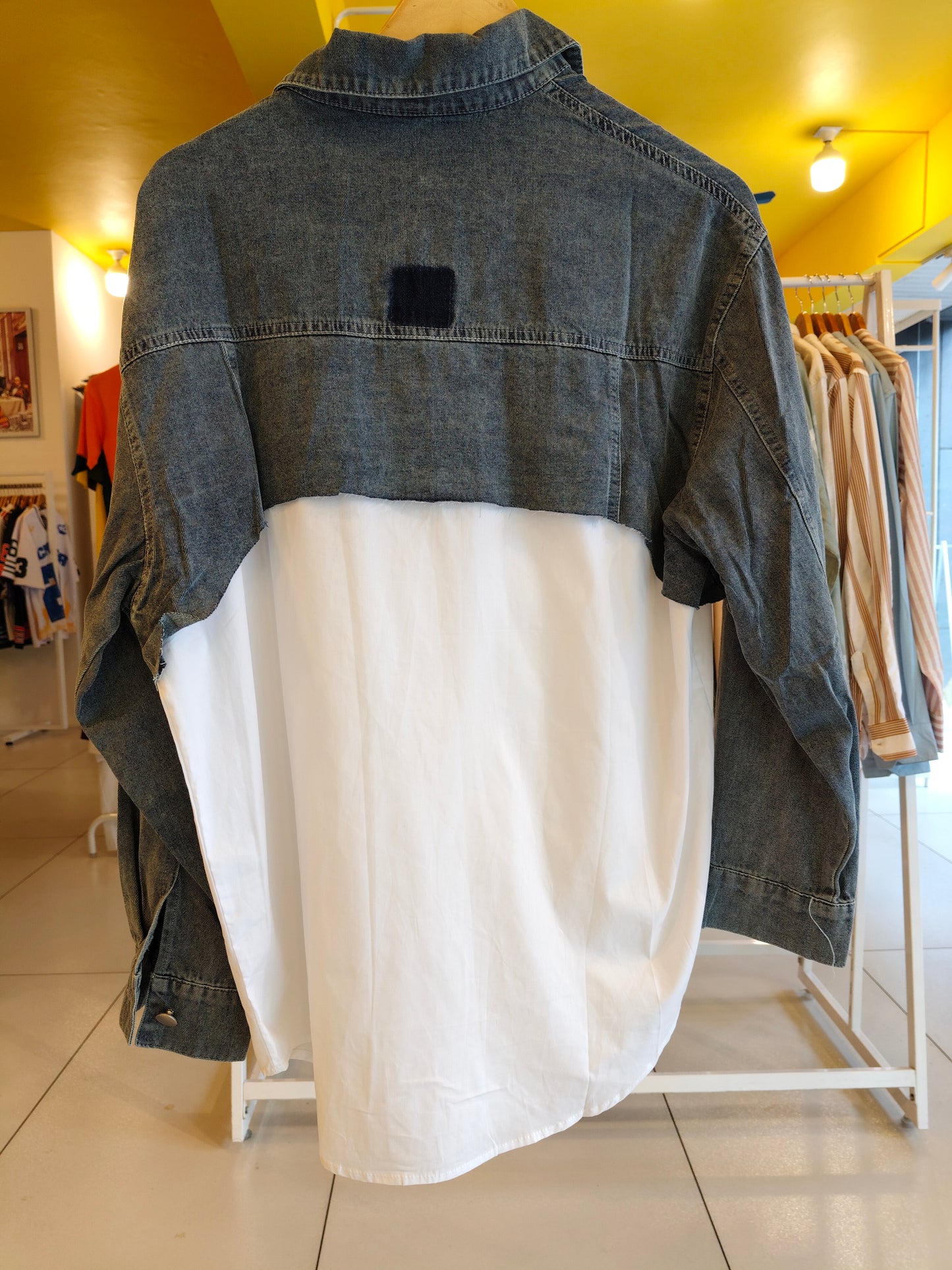 Spliced Denim & White Shirt for Women (FREE SIZE)