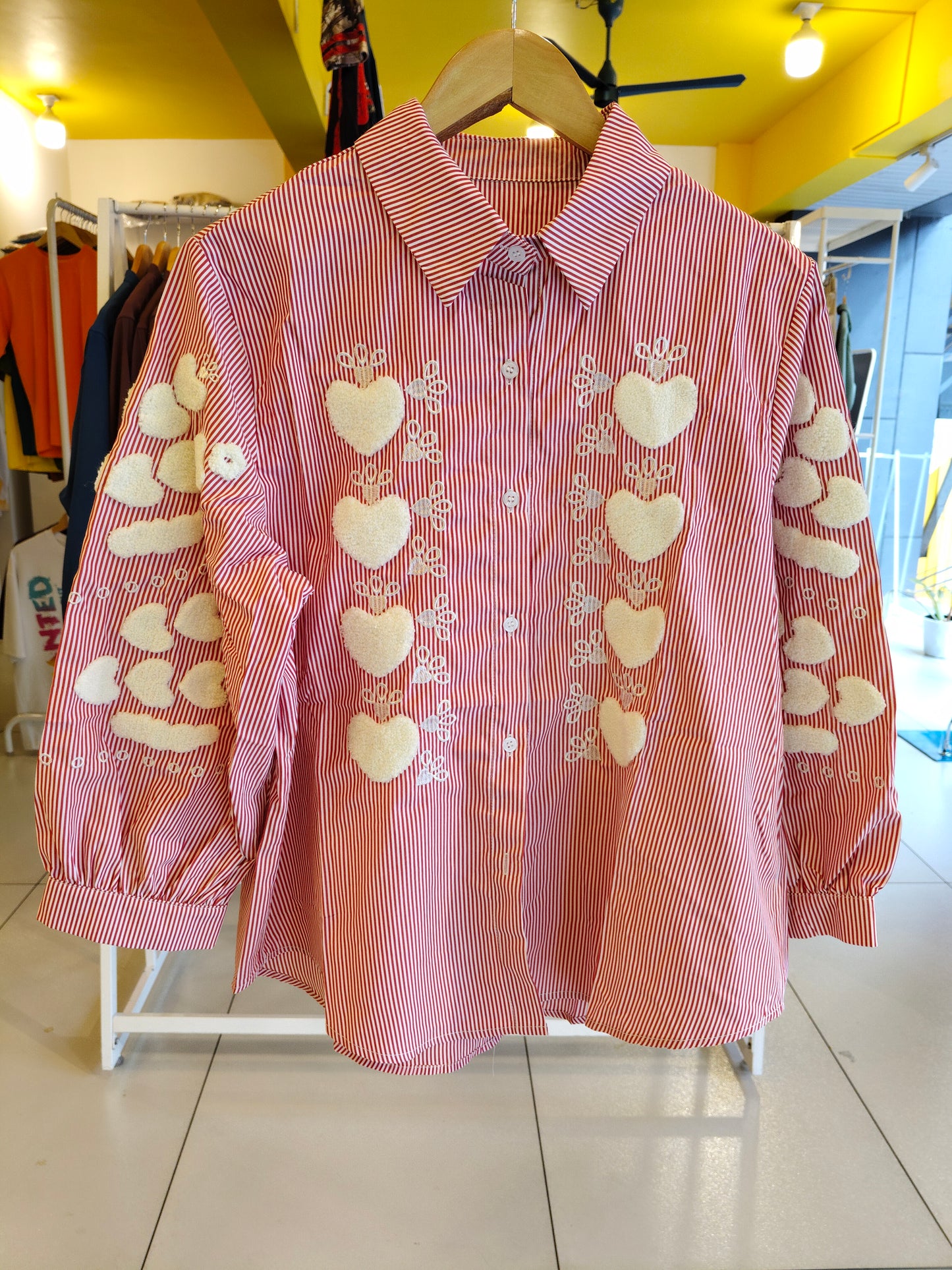 Embroidered Striped Shirt for Women (FREE SIZE)