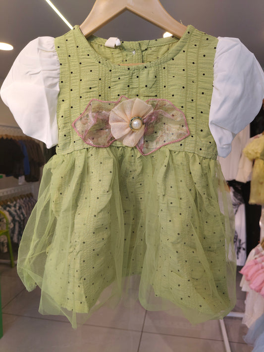 Toddler Girls' Dotted Tulle Dress  ( SIZE 90)