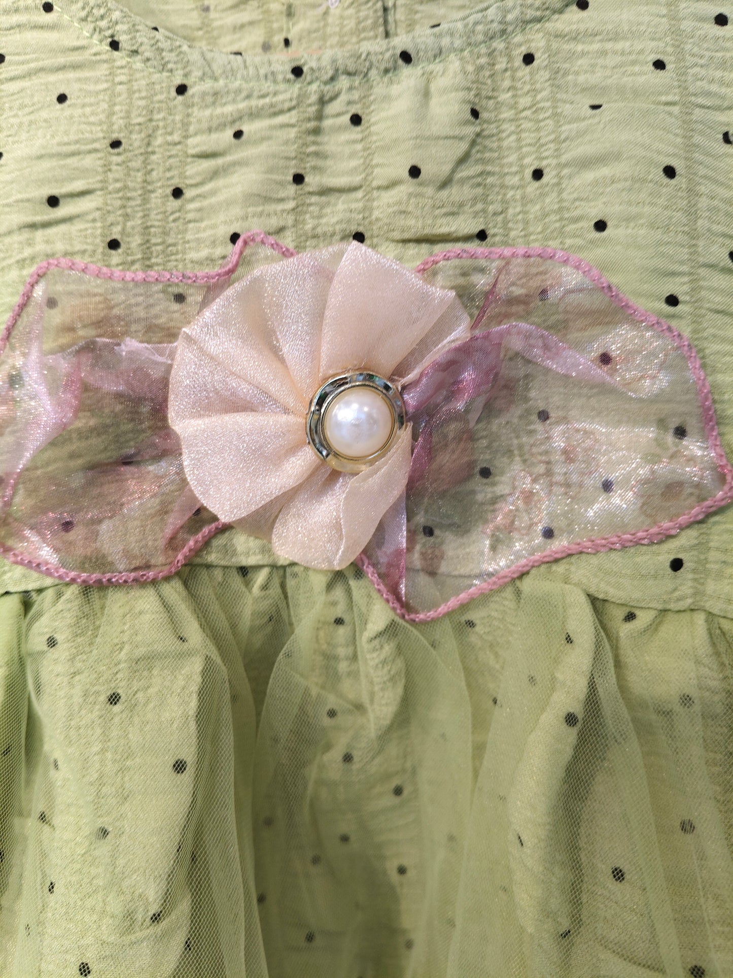 Toddler Girls' Dotted Tulle Dress  ( SIZE 90)